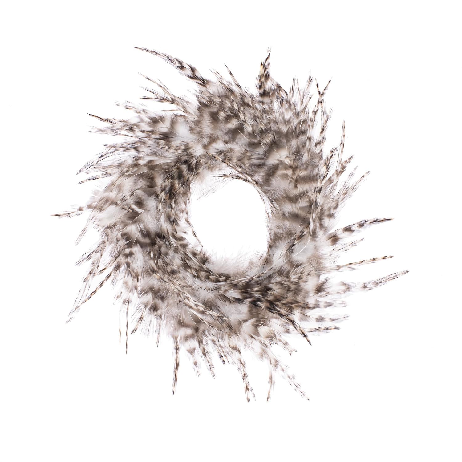 GLOREX 6 3821 300 Decorative Wreath Made of Rooster Feathers, Approx. Diameter 18 cm, Suitable as Table Decoration, Wall or Door Decoration