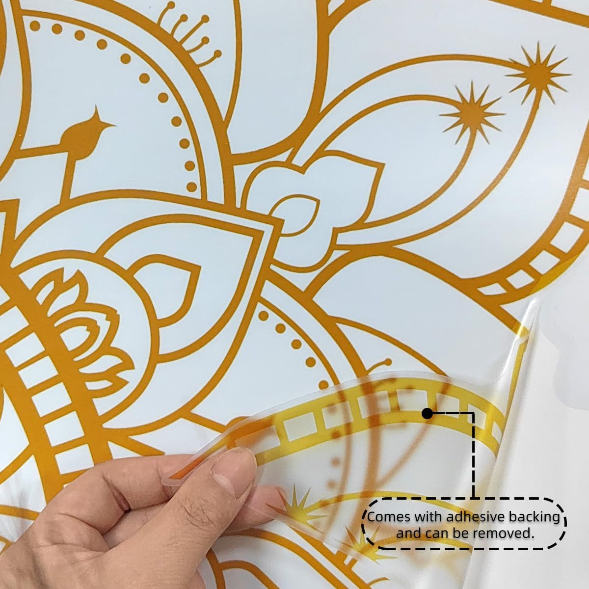 Runtoo Half Mandala Wall Decals Large Peel and Stick Gold Boho Lotus Floral Wall Decal for Living Room Bedroom Yoga Headboard India Decor image 4