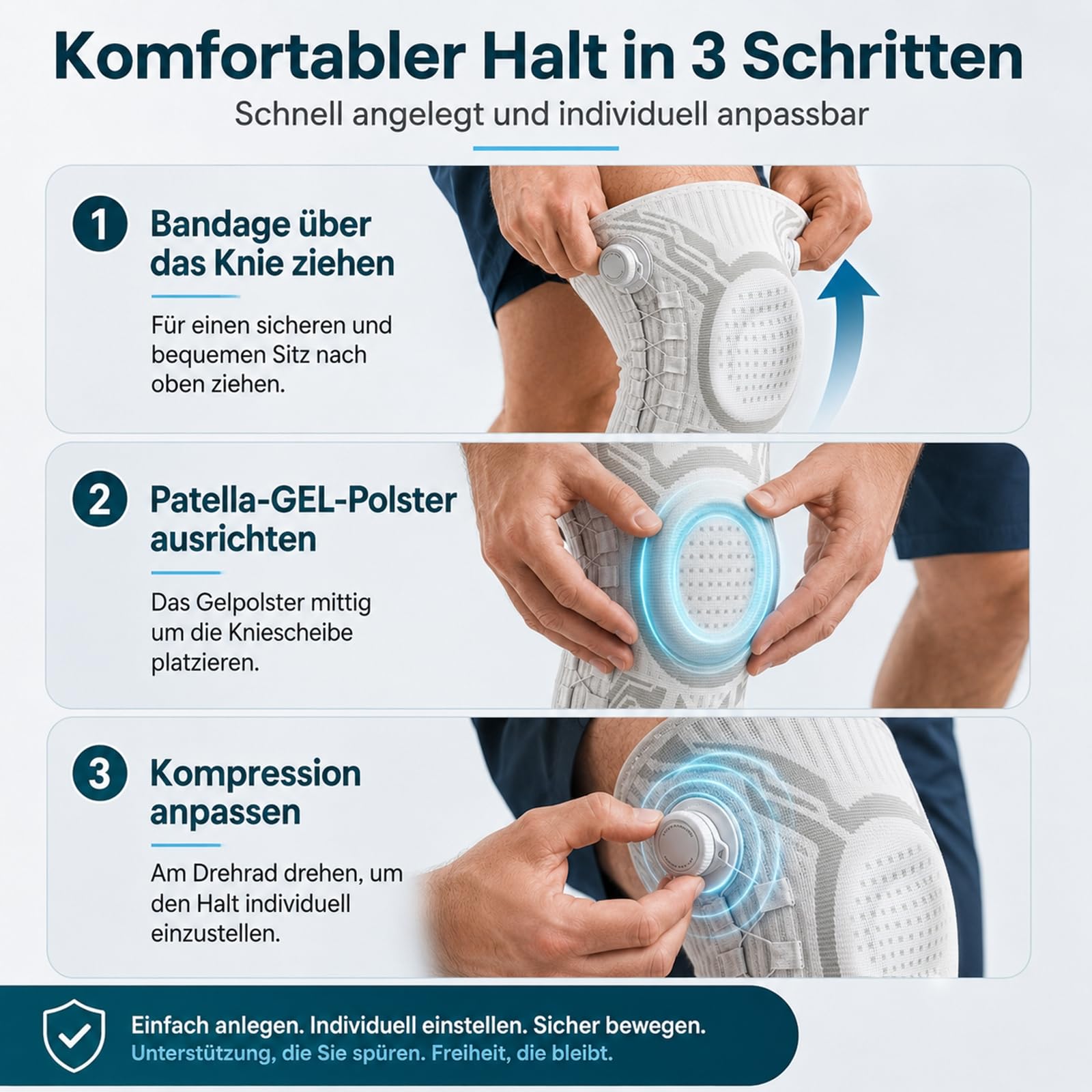 Reiteag Orthotel Kniebandage, Knieorthese Mit Patellaschutz, Stabilisierungsgurt und Vier-Wege-Kompression Bietet Optimale Unterstützung und Komfort