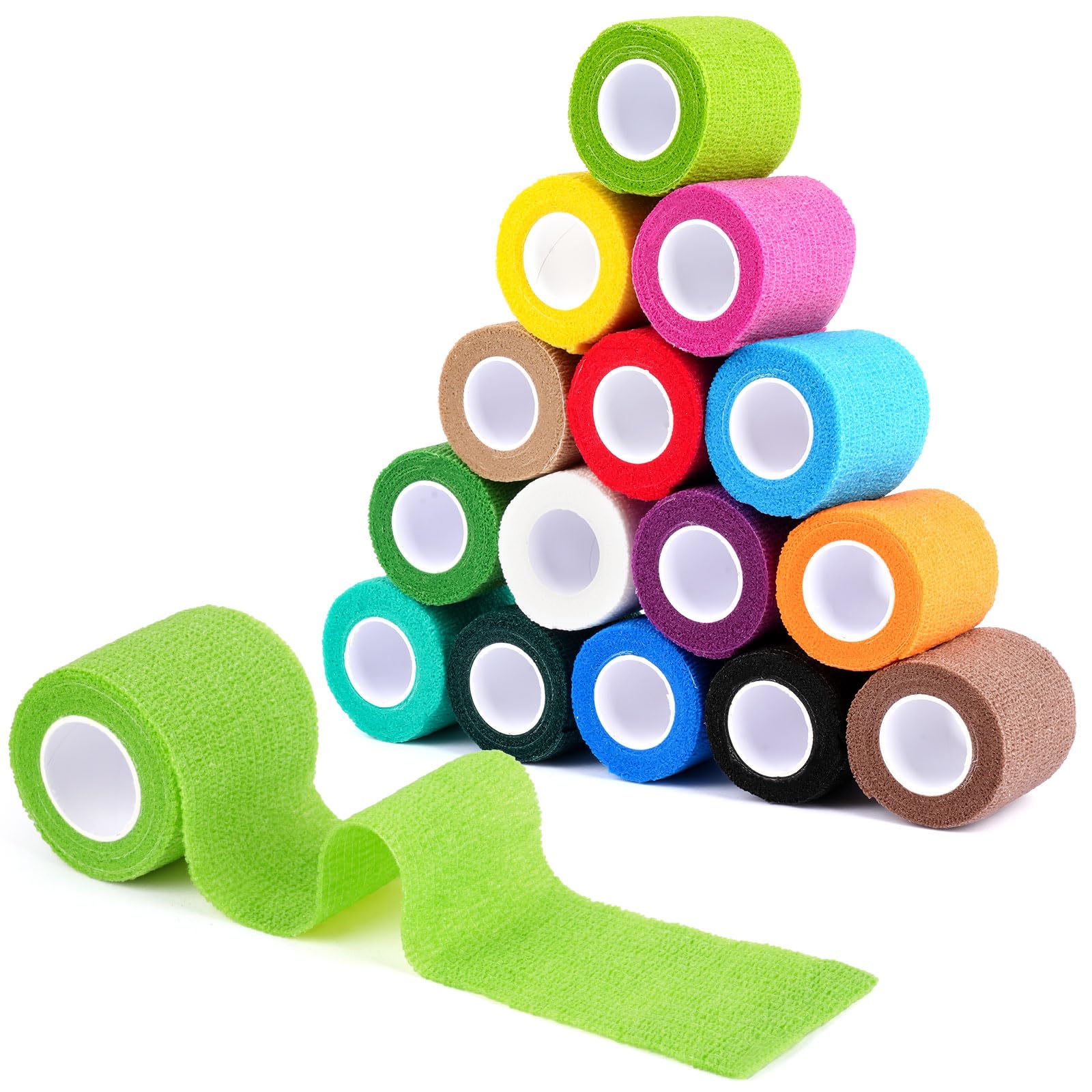 Moosono 15 Rollen Selbstklebender Verband, 5cm*4.5m Selbsthaftende Bandage für Erste Hilfe, Elastische Fixierbinde Cohesive Haftbandage für Handgelenk, Knöchel, Füße, Sportler, Hund/Katze, Vet Wrap