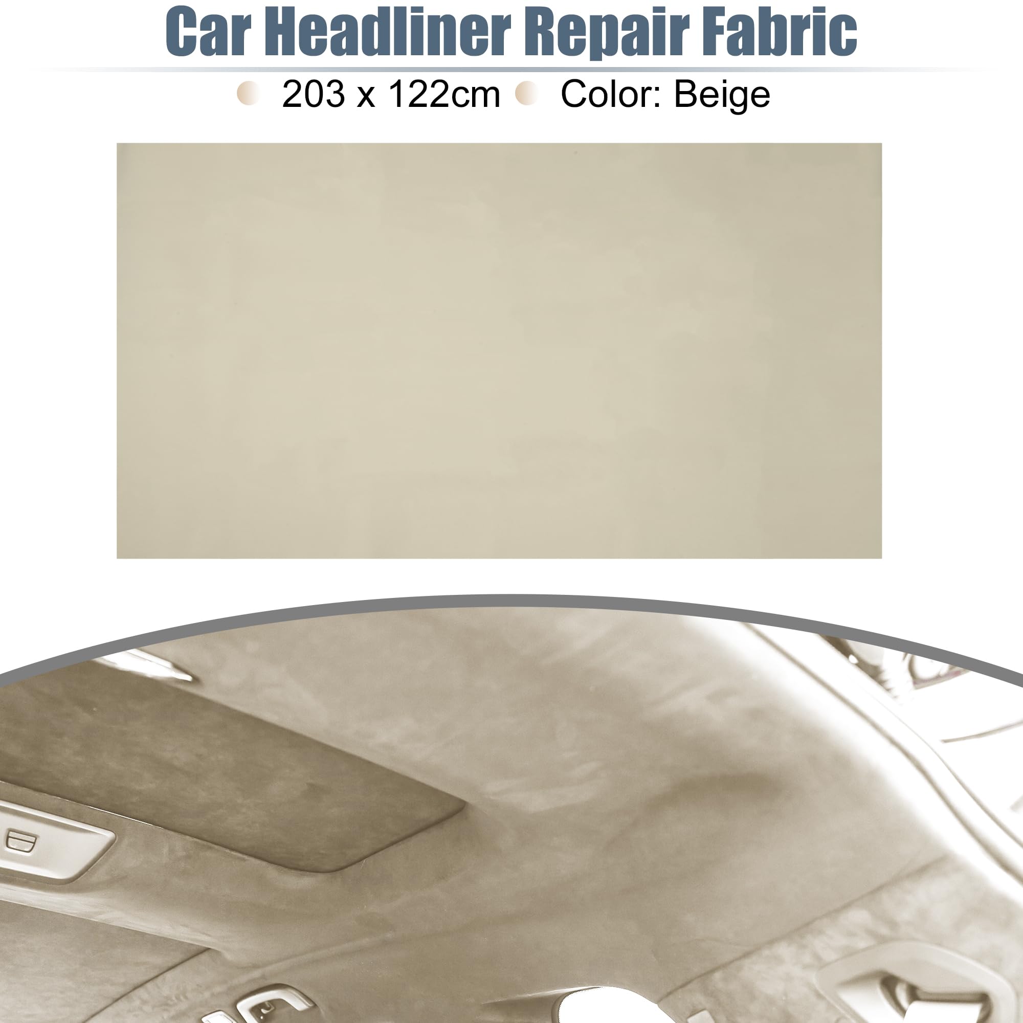 Tessuto A Rete Traspirante Per Riparazione Auto X AUTOHAUX - Beige 91x122 Cm, Con Retro In Schiuma Da 3mm Per Tetto E Interni