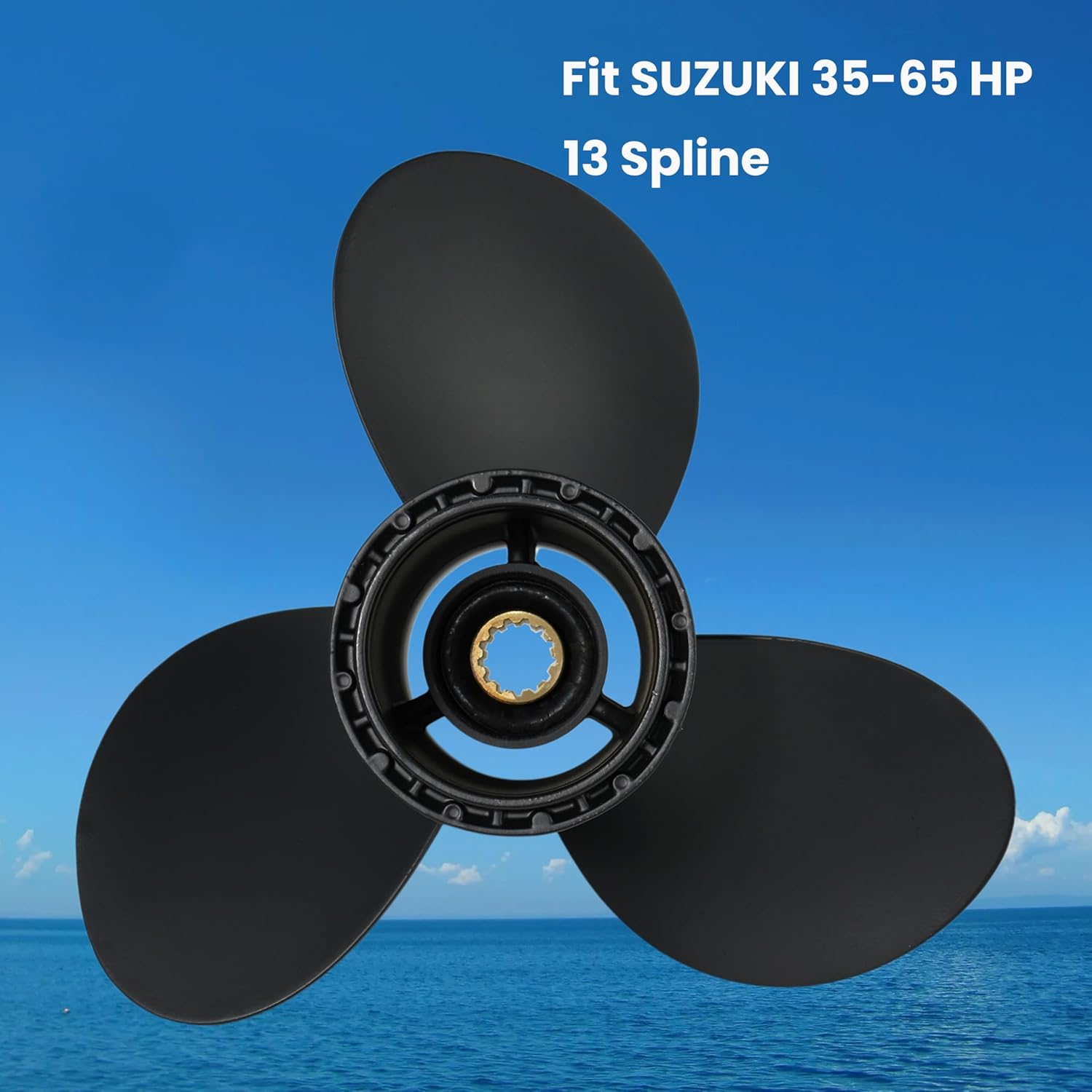 Outboard Propeller for Suzuki 35 40 50 55 60 65 HP Boat Engines, 13 Spline Right Hand, Aluminum Prop, 11 1/2 x 11, 11 5/8 x 12, 11 3/8 x 14, 11 x 15