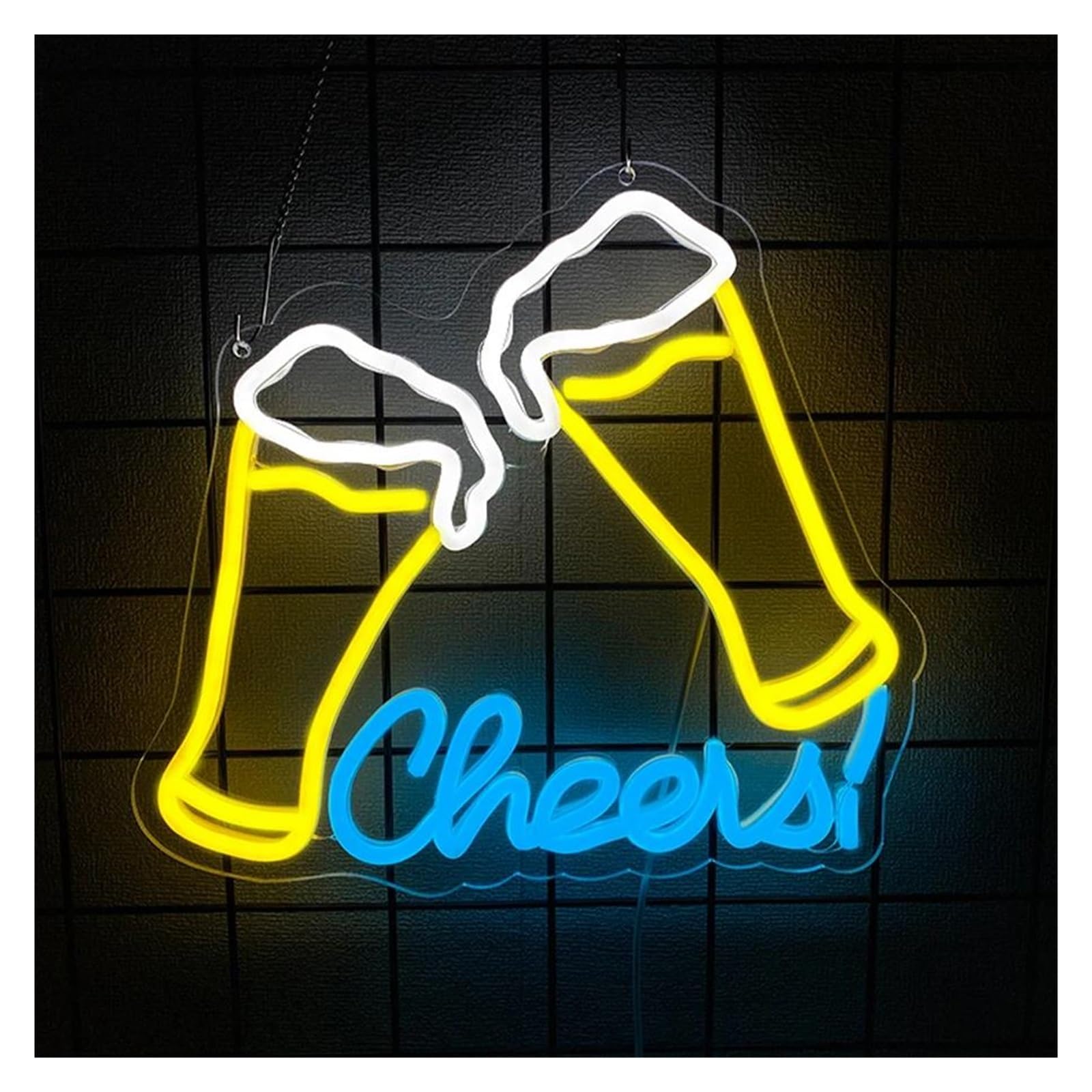 SHOUXI Sign Lamp Cheers Neon Sign Light Dimmable USB Powered for Business Bar Club Wedding Engagement Birthday Cocktail Party Restaurant Wall Decor 32cmx29cm