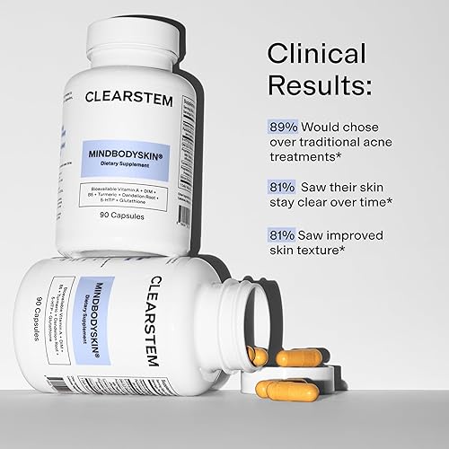Miniatura 8 de CLEARstem - MINDBODYSKIN Suplemento hormonal para el acné (sin 5-HTP) - Suplemento DIM natural - Vitaminas para el cuidado de la piel - Equilibrio