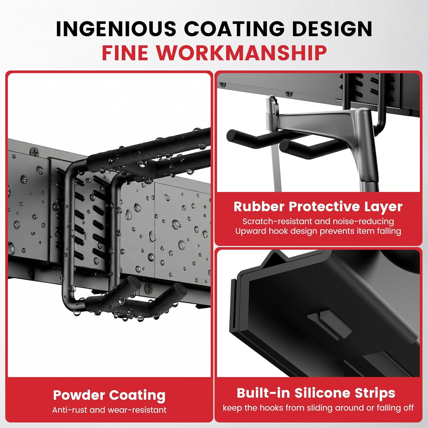 99" Heavy Duty Wall Mounted Garage Tool Organizer – 6 Panels & 18 Adjustable Hooks, 1380 lbs Load Capacity, Modular Storage for Efficient Tool Organization, Easy Install in Garage, Garden, 28 Pack - Image 5