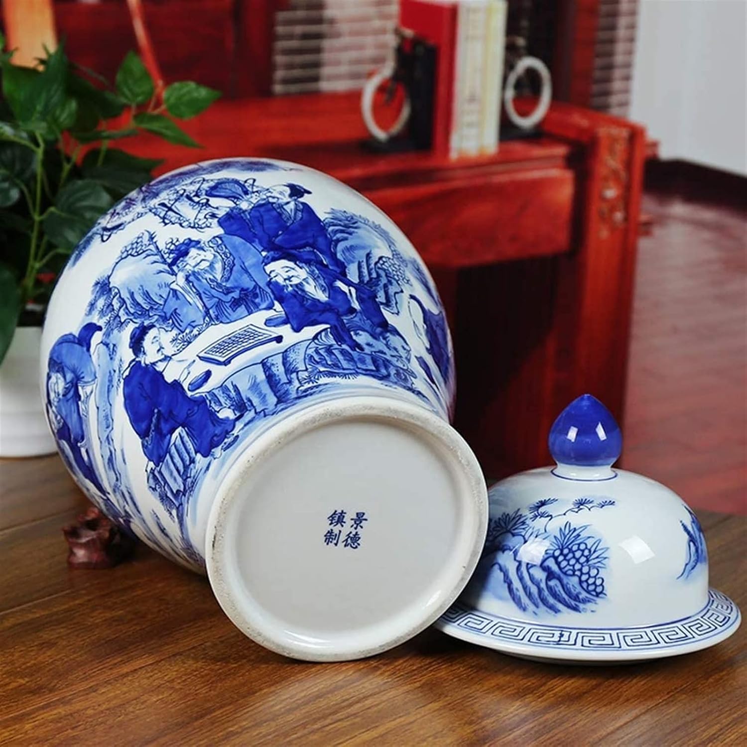 Elegant Vases/Tabletop Vase Ceramic Flower Vase Blue and White Porcelain Ceramic Ginger Jar with Lid Flower Vase Handmade Home Decorative Vase Handmade Flower Vases image 4