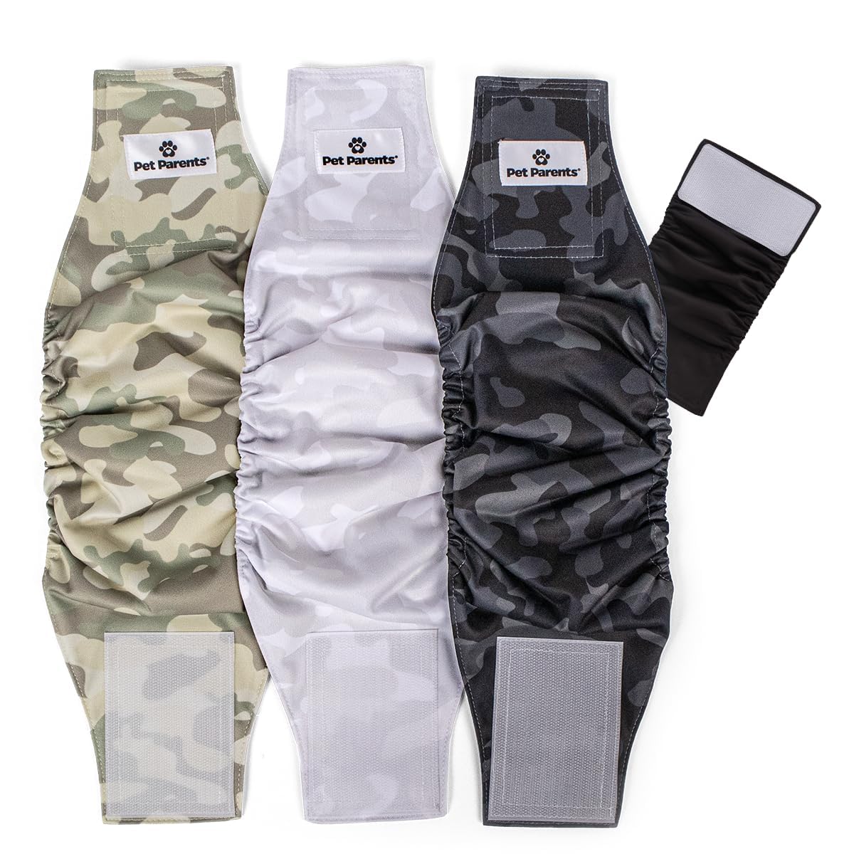 Photo 1 of Pet Parents® Washable Belly Bands for Male Dogs (3pack) + Extendrs® of Durable Dog Diapers Male, Premium Male Dog Diapers & Dog Wraps (X-Small, Camo)