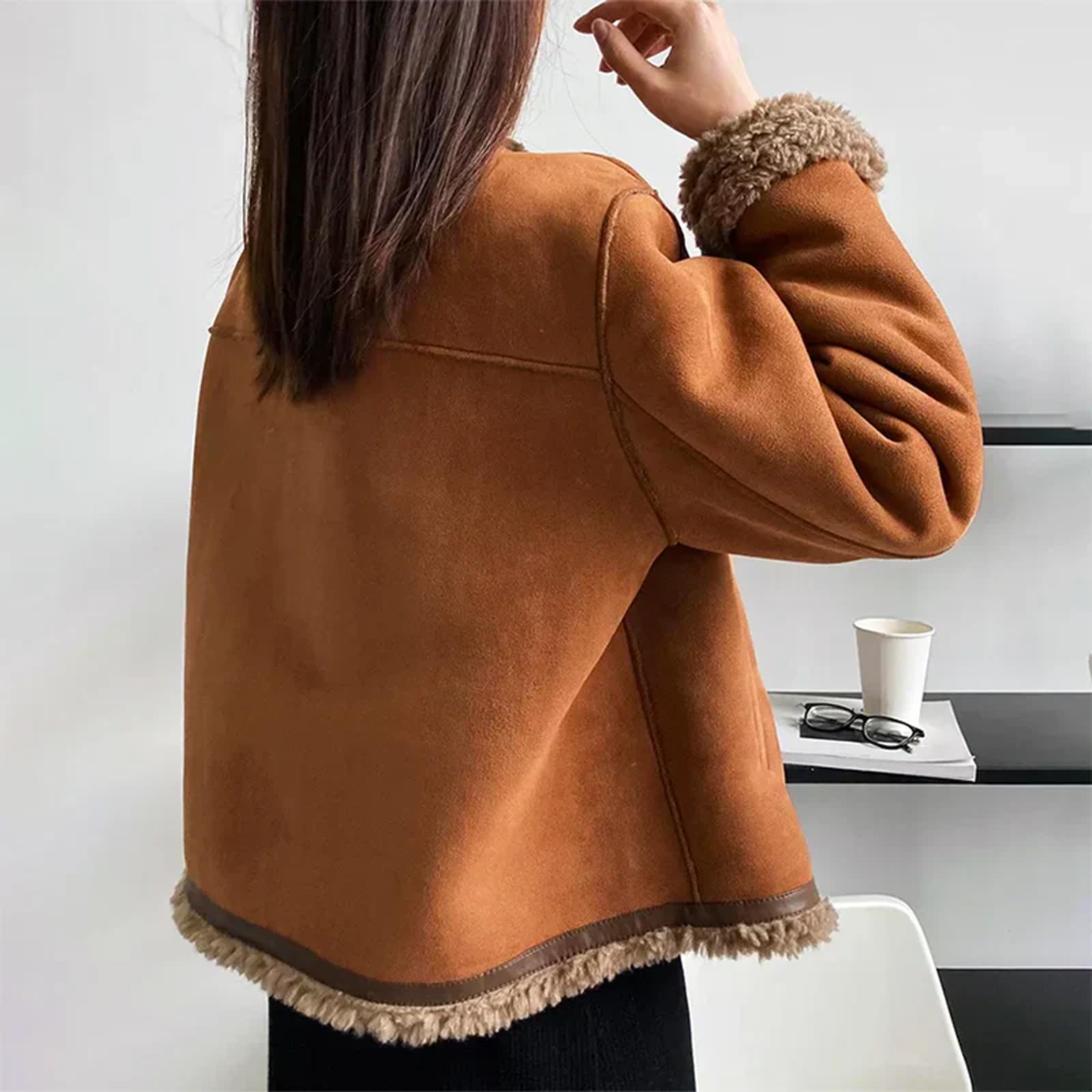Geknoopt Shearling Jack, Dames Faux Suede Sherpa Gevoerde Jas, Casual Button Down Revers Lange Mouw Fleece Sherpa Gevoerde Jas Buitenkleding (XL,Donkerbruin Geknoopt Shearling Jack, Dames Faux Suede Sherpa Gevoerde Jas, Casual Button Down Revers Lange Mouw Fleece Sherpa Gevoerde Jas Buitenkleding (XL,Donkerbruin