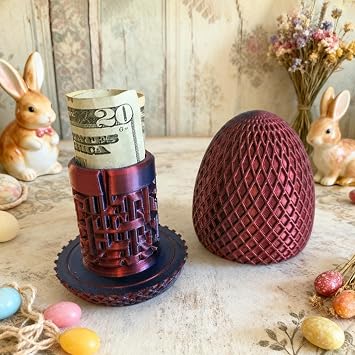 Easter 3D Printed Reusable Funny Money Maze Puzzle Box, 12x9x9cm, Mystery Egg Puzzle Box, 3D Printed Maze Game With Hidden Compartment, For Home Office Shelf Desktop