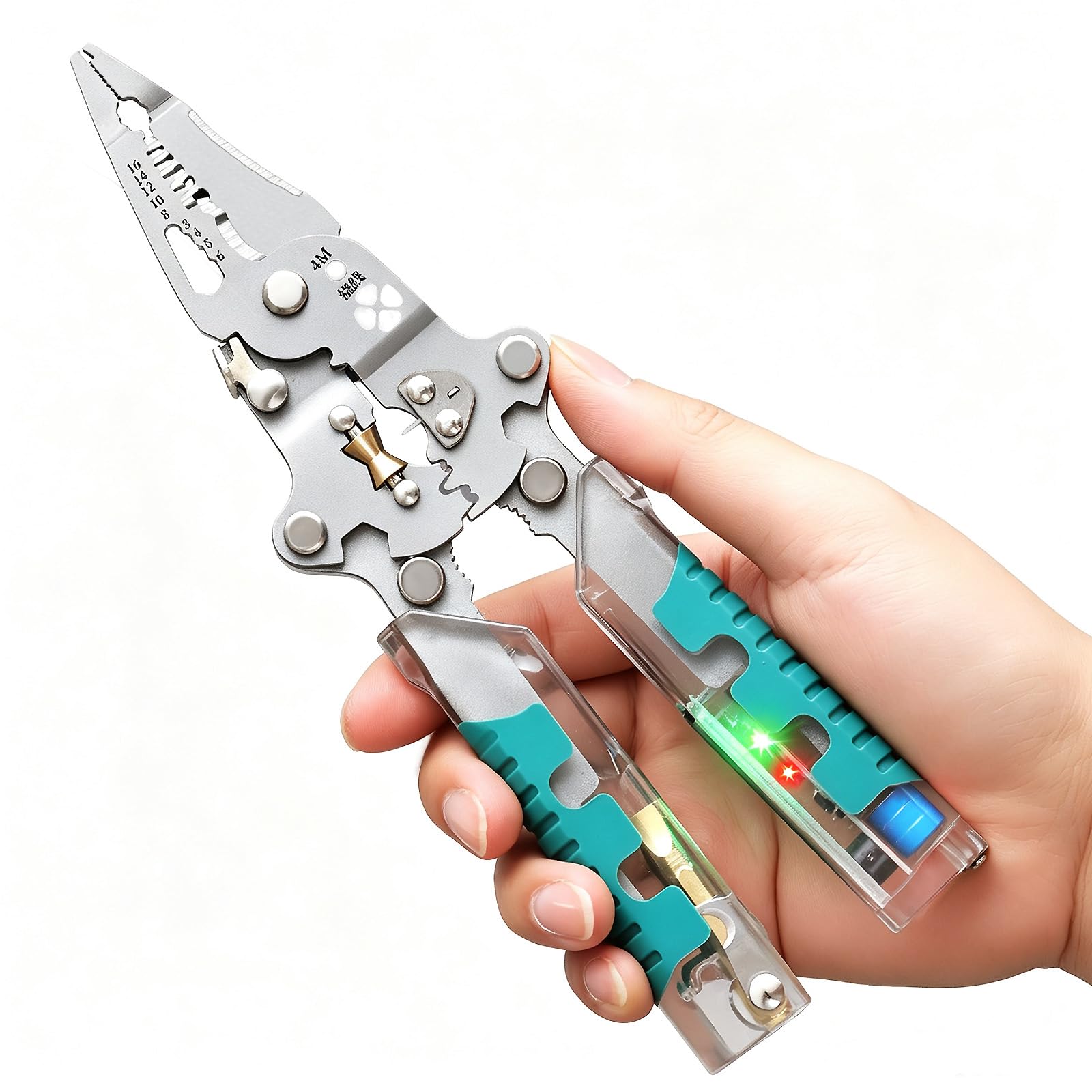 Professional 18-in-1 Electrical Pliers Multi Tool, Wire Strippers Electrical, Electrician Tool Kit, Wire Cutter, Crimper, Voltage Tester, Screwdriver | All-in-One Pliers Tools for DIY