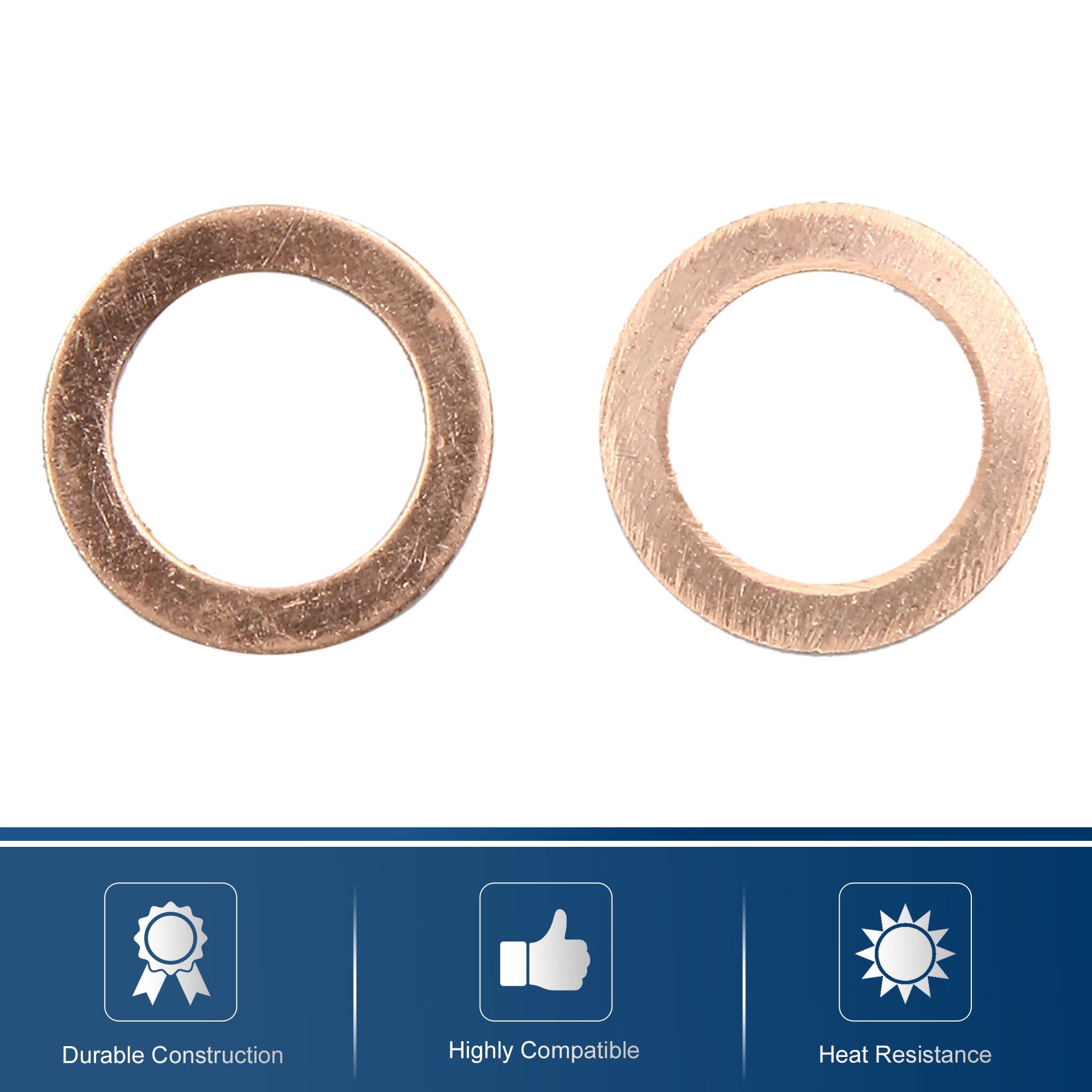 sourcing map 50Pcs 14mm Diámetro Interior Arandela de Cobre, de Junta de Sellado de Motor para Coche