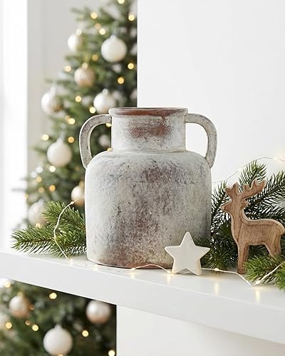 Miniatura 4 de Jarrón de cerámica con asas, florero rústico, decoración de mesa de granja, jarra de terracota envejecida para decoración del hogar, centros de mesa