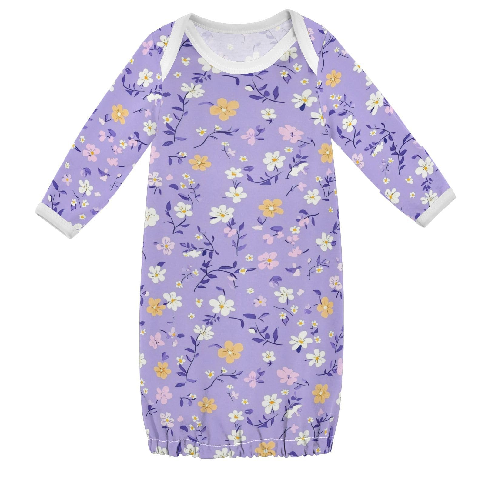 vvfelixl Baby Girl Sleep Gown Flowers Baby Nightgown for 3-6 Months Babys Sleepers Nightdress for Newborn Boy Long Sleeve Infant Bodysuits Multicolor