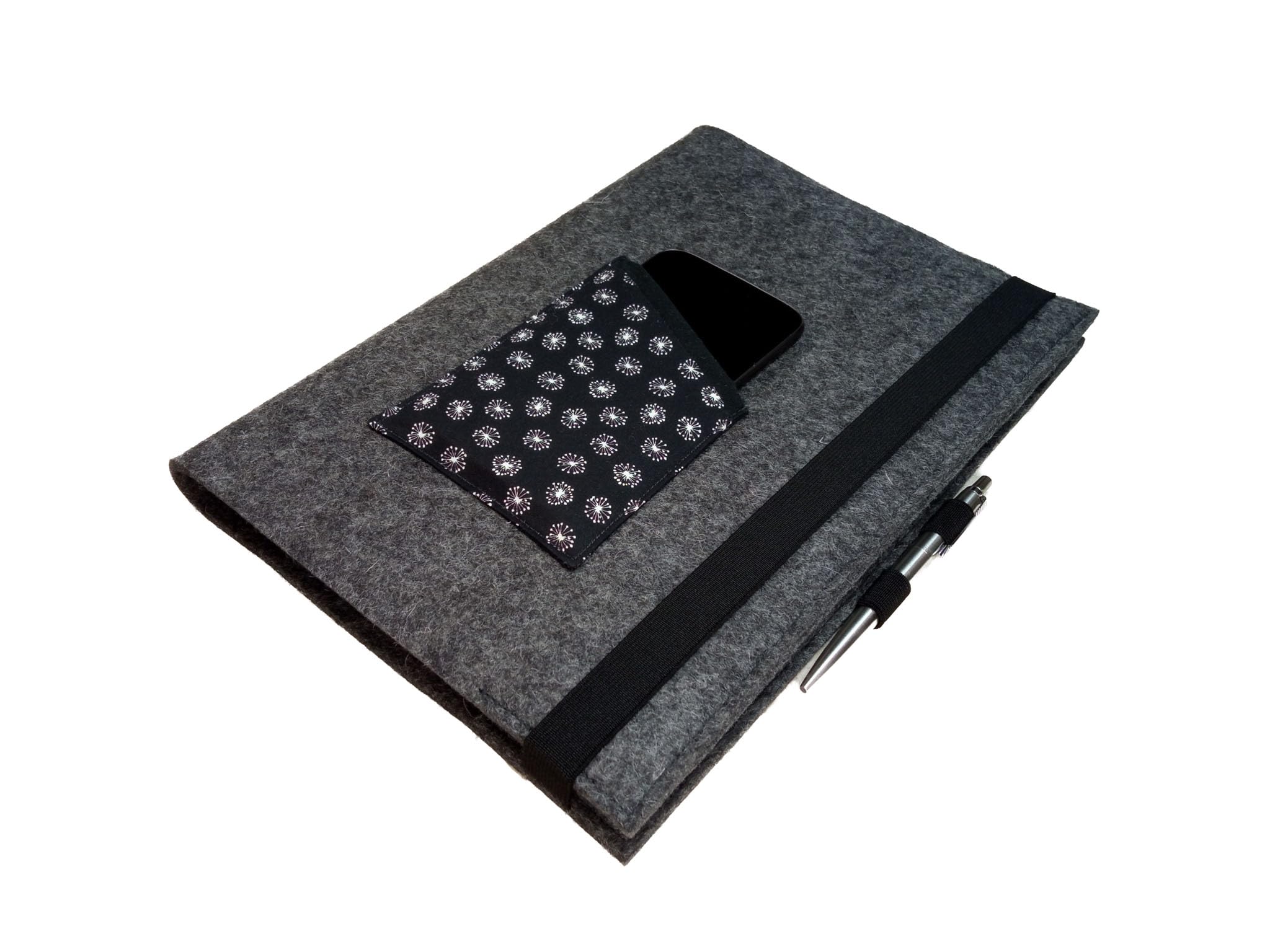 Kalenderhülle A4 Filz für Lehrerkalender Hardcover Buch Wollfilz mit Vorderfach für Buchkalender bis max. H 32cm x B 23 cm x T 3 cm herstellbar