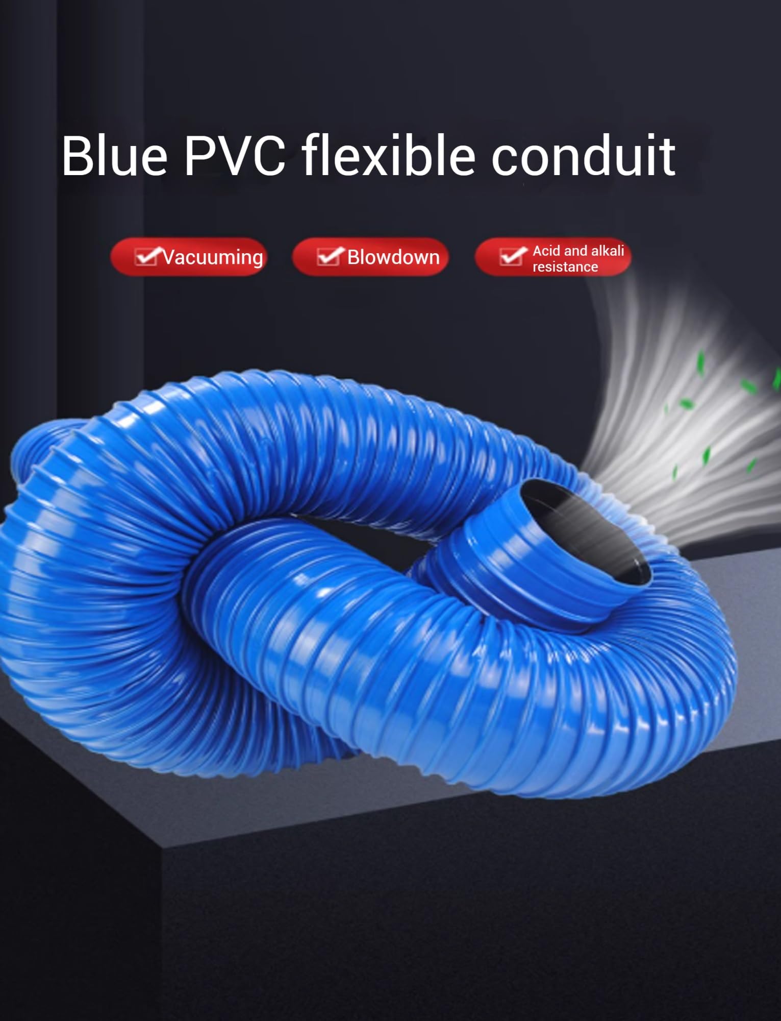 Manguera Flexible Azul, Manguera De Extracción De Humos De Vacío, 100 Cm 3-30 Cm, Tubo De Succión De Polvo Industrial, Conector Blando, para Eliminación De Polvo (12,5 Cm)