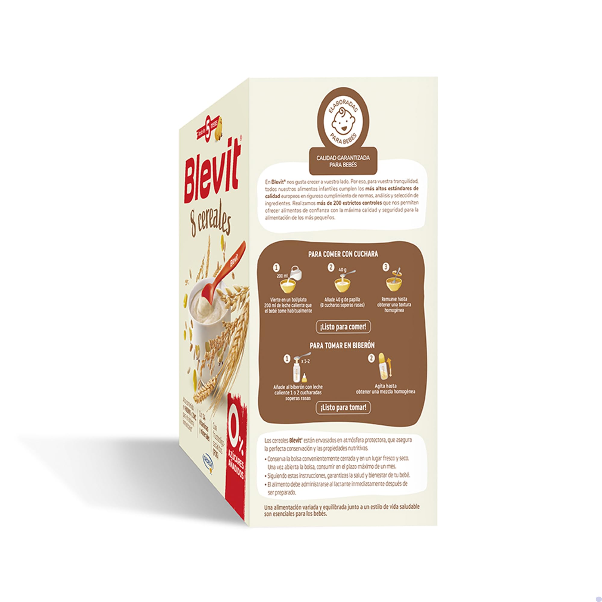Blevit 8 Cereales 500g Papilla Bebé 5 Meses 14 Vitaminas y Minerales