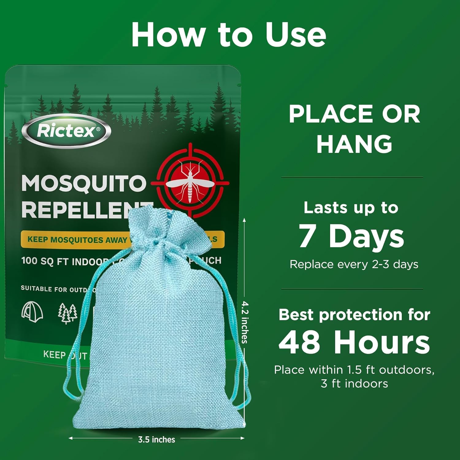 Mosquito Repellent Outdoor Patio Pouches: Natural Insect Deterrent with Citronella & Peppermint Oils - Safe for Kids & Pets - Ideal for Yard, Camping, Home & Indoor Use (1.55 Ounce (Pack of 10))