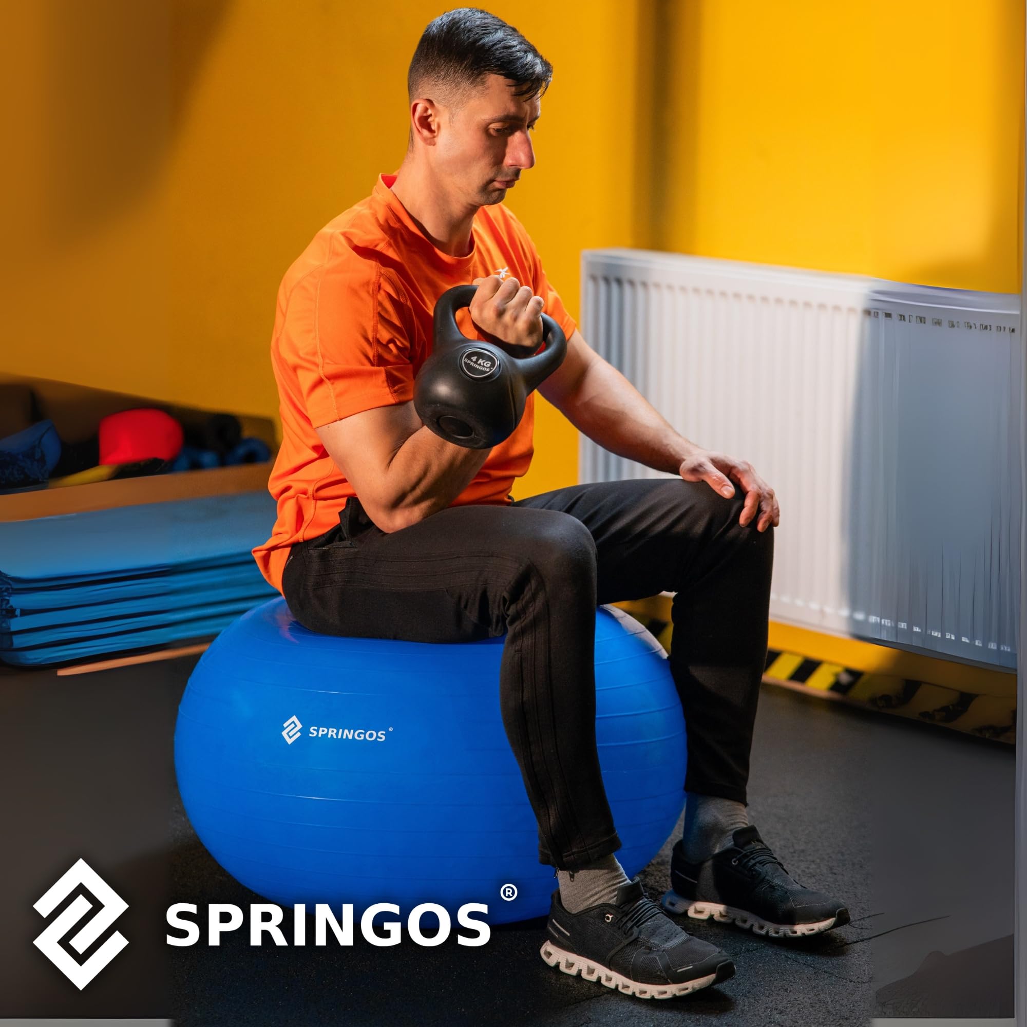 Ballon Pilates SPRINGOS 65cm - Antidérapant - Support 150kg - Avec Pompe - Yoga Grossesse