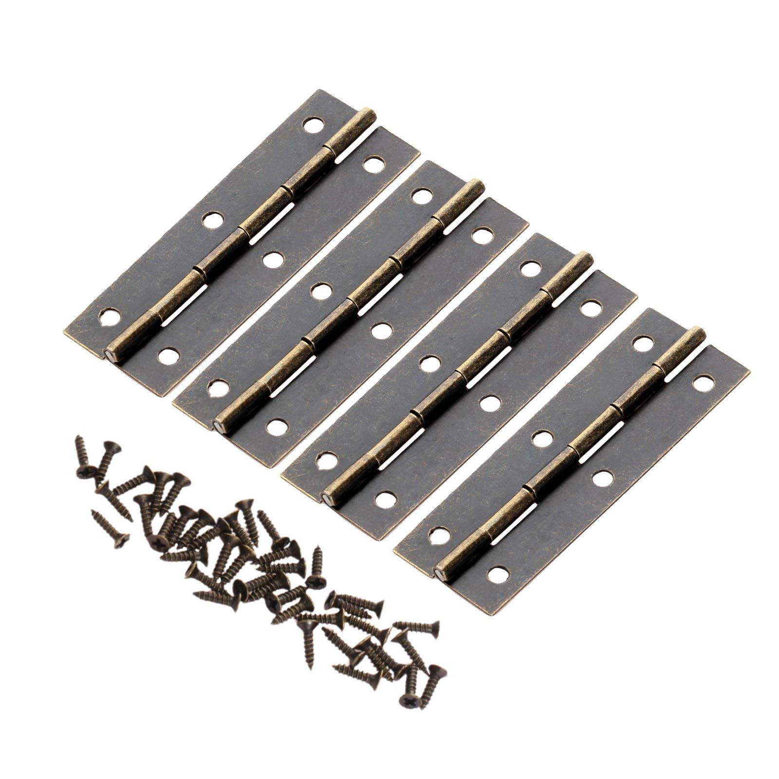 Hinge, 4Pcs Antique Bronze Furniture Cabinet Drawer Door Butt V-intage Jewelry Wooden Box 6020mm