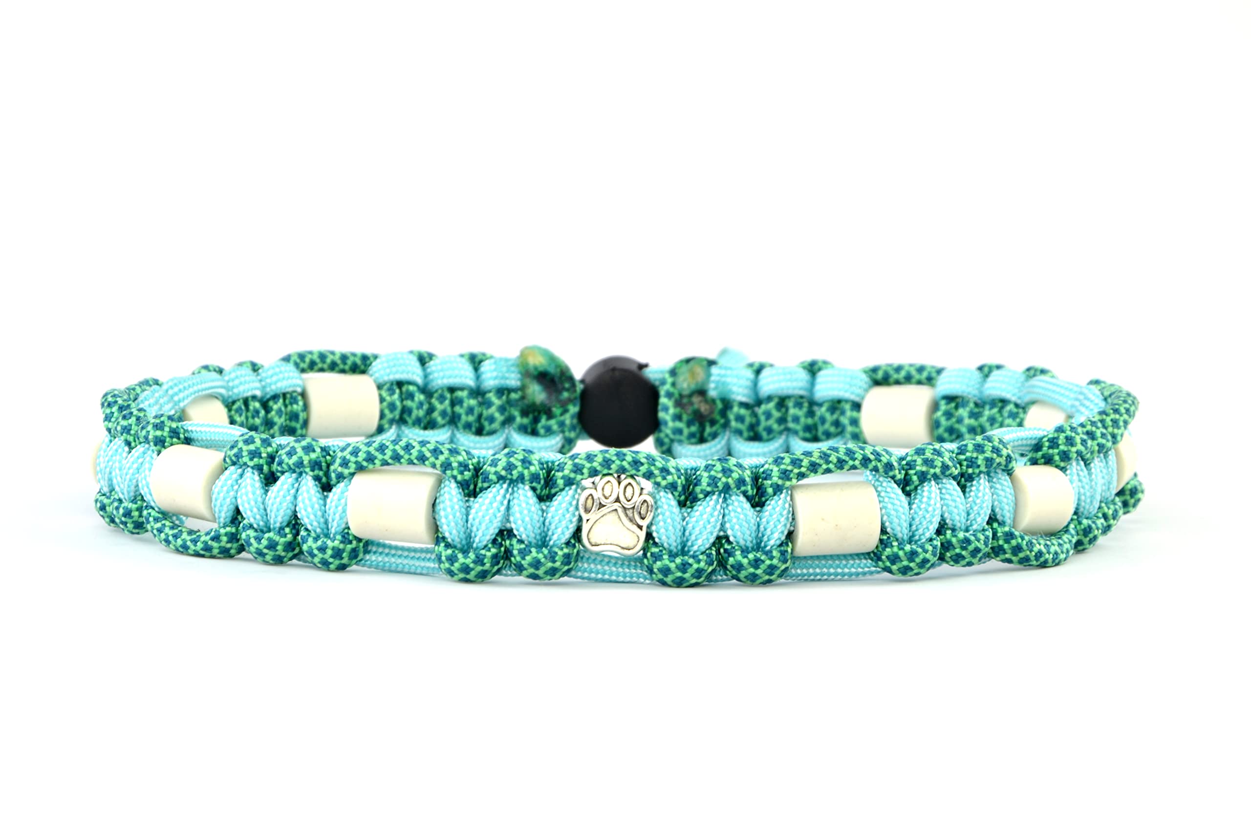 Collar para perro de cerámica EM, orgánico, natural, para pulgas, gato, perro, collar para joyas, collar de paracord (61-70 cm, menta)