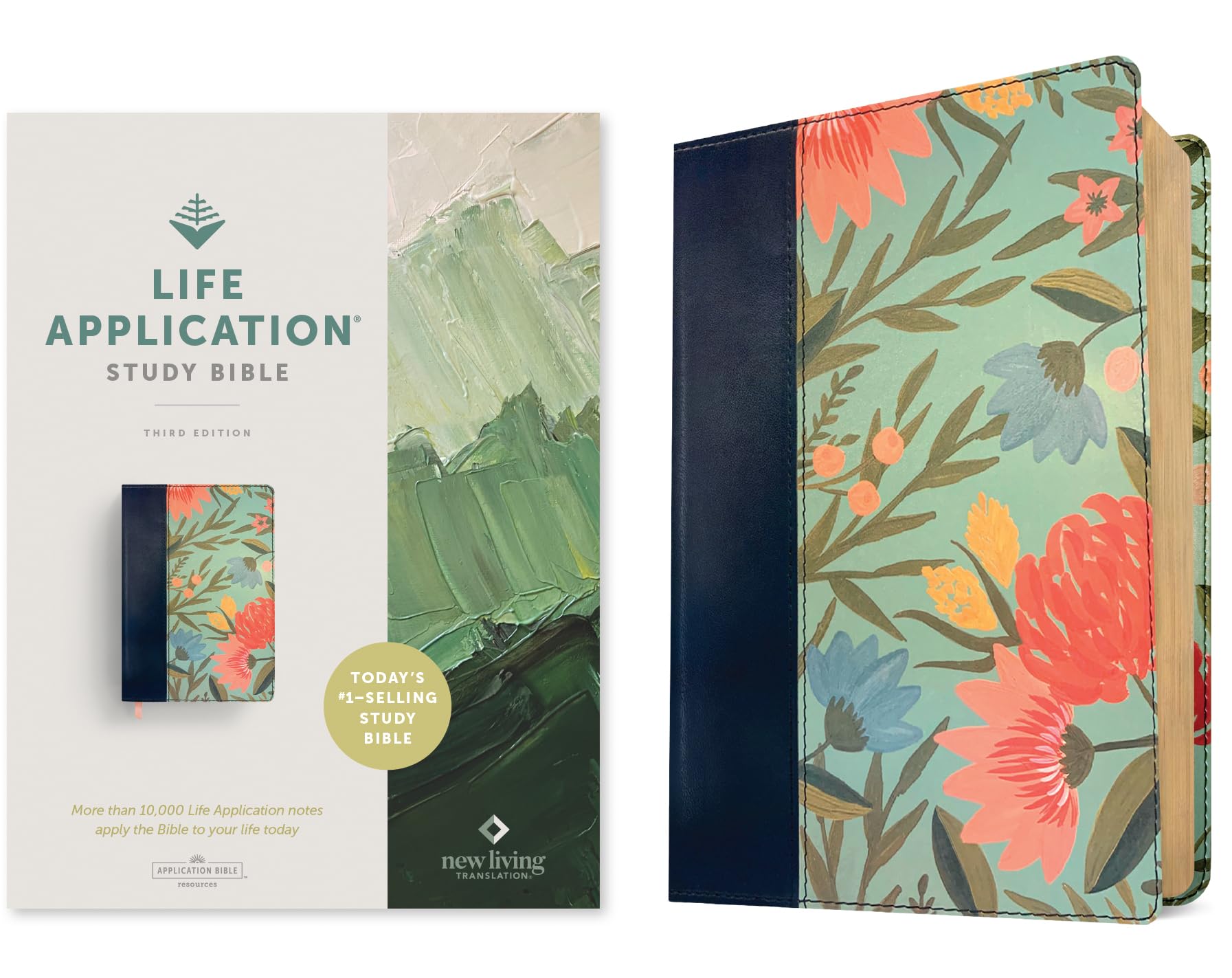 NLT Life Application Study Bible, Third Edition (Red Letter, Leatherlike, Teal Floral): New Living Translation, Teal Floral, Leatherlike