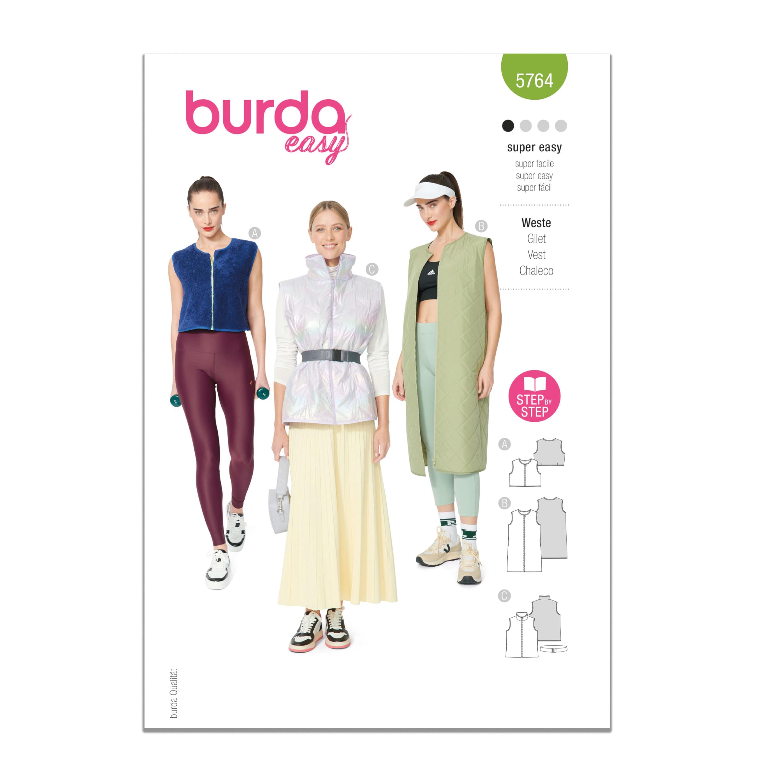 Burda Style Sewing Pattern B5764 Misses' Waistcoats and Vest