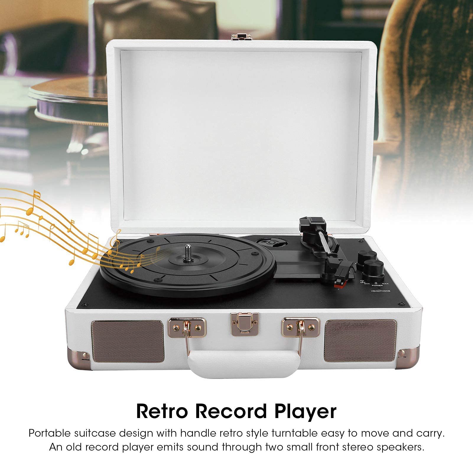 Giradischi in Vinile, Giradischi Portatile Vintage con Bluetooth, 33/45/78 Giri/min, 100/u2011, Supporto per Dischi in Vinile da 7/10/12 Pollici