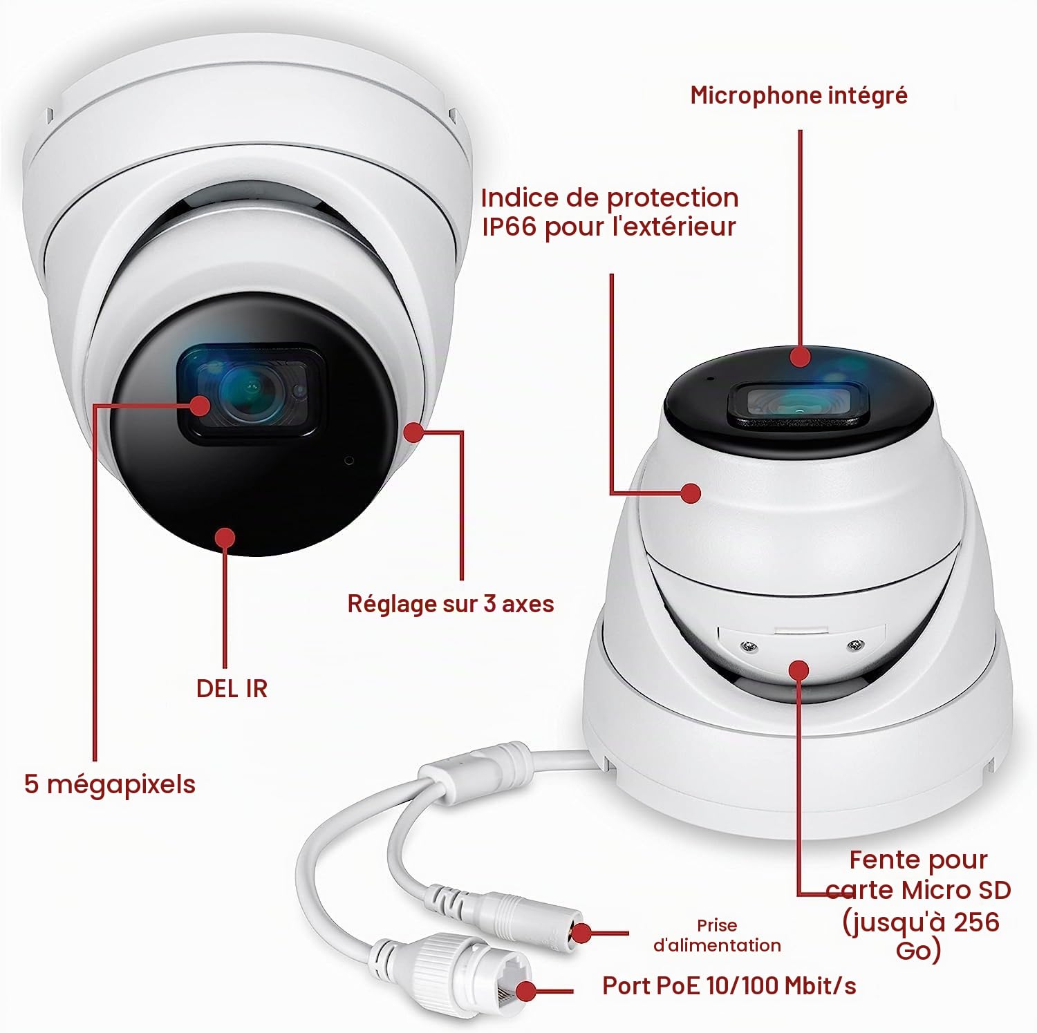 TRENDnet, TV-IP1515PI, Intérieur Extérieur 5MP H.265 PoE IR Caméra réseau à Tourelle Fixe, boîtier classé IP66, Vision Nocturne IR jusqu'à 30 m (98 Pieds)