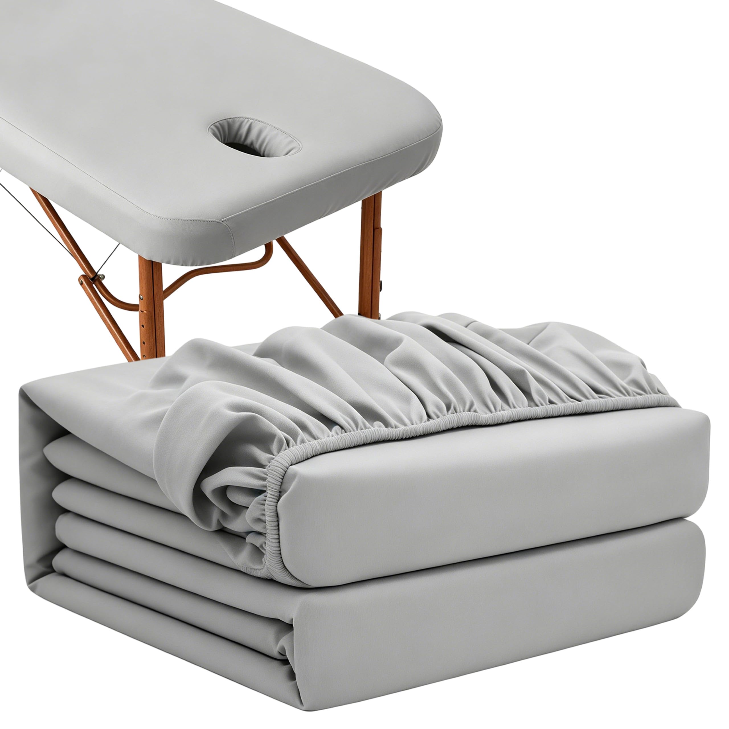 2 Stück Spannbezug für Massageliegen mit Loch, Waschbar, aus Strapazierfähigem Material, für Kosmetik-Tische, Spa, Schönheits, Grau, 80 x 190 cm