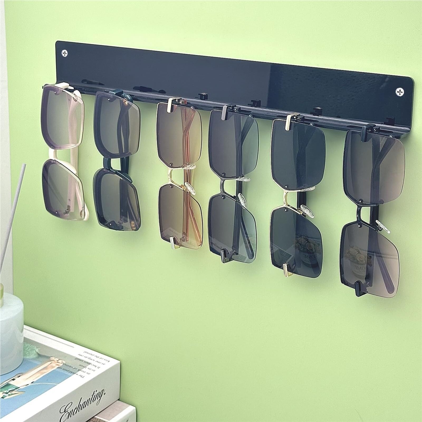 Porta Occhiali per Casa Confezione da 3 Porta Occhiali da Sole da Appendere alla Parete, in Acrilico Organizer Occhiali da Sole(Black)