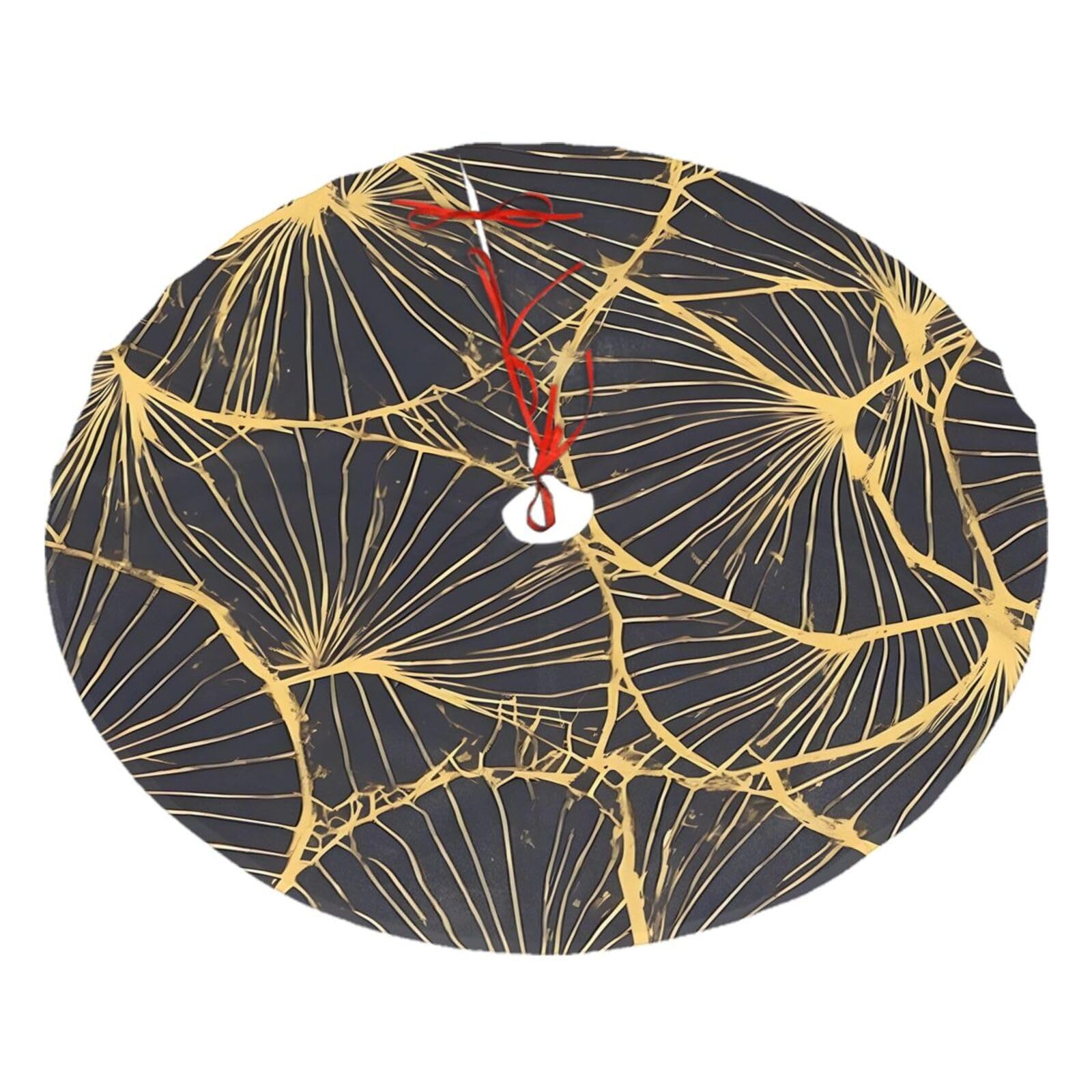 Golden Leaf Printed Christmas Tree Skirt Christmas Plush Tree Skirt 48 inches (About 112.2 cm) Christmas