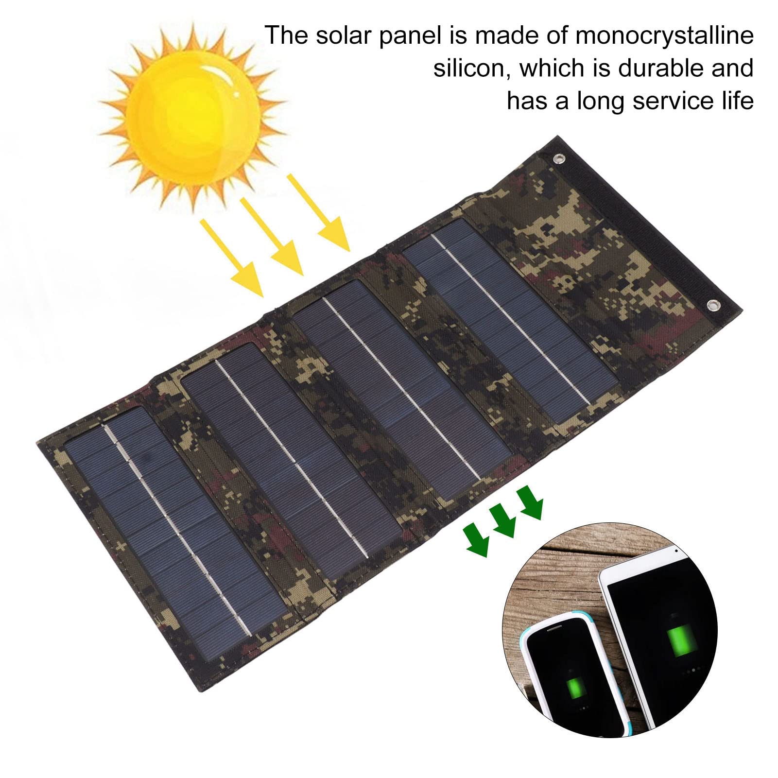 Chargeur Solaire 40W Pliable Monocristallin Sac de Chargement pour Camping Randonnée en Plein Air Portable sans Fonction de Batterie