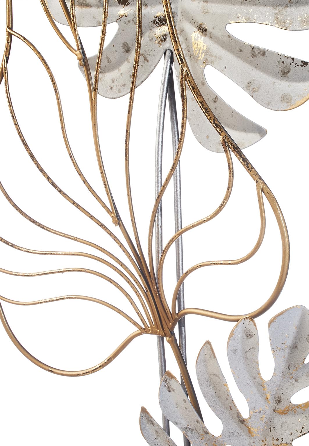 Kobolo Wandbild Monstera, 29x74x3 cm, Metall, schwarz-gold-weiß, modernes Metallbild, stilvolle Wanddeko für Wohnzimmer, Esszimmer Flur & Schlafzimmer