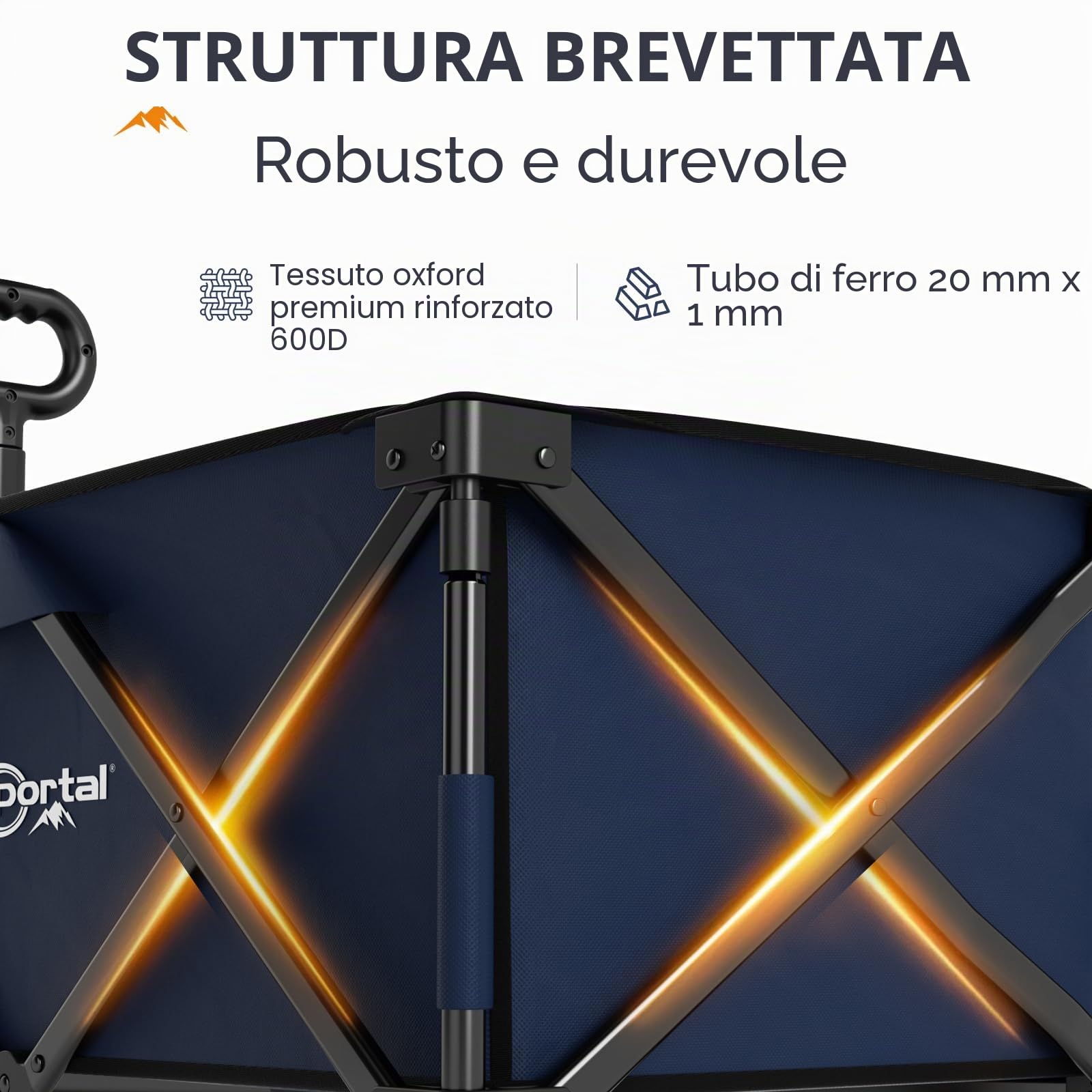 Portal Carro da spiaggia pieghevole, resistente, di grande capacità con ruote per tutti i terreni, carretto portatile per campeggio, giardino, shopping, generi