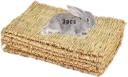 Tapete de grama de tecido para animais pequenos, coelhinho, ninho, brinquedo de mastigar para porquinho-da-índia, papagaio, coelho, hamster, rato, (pacote com 3)