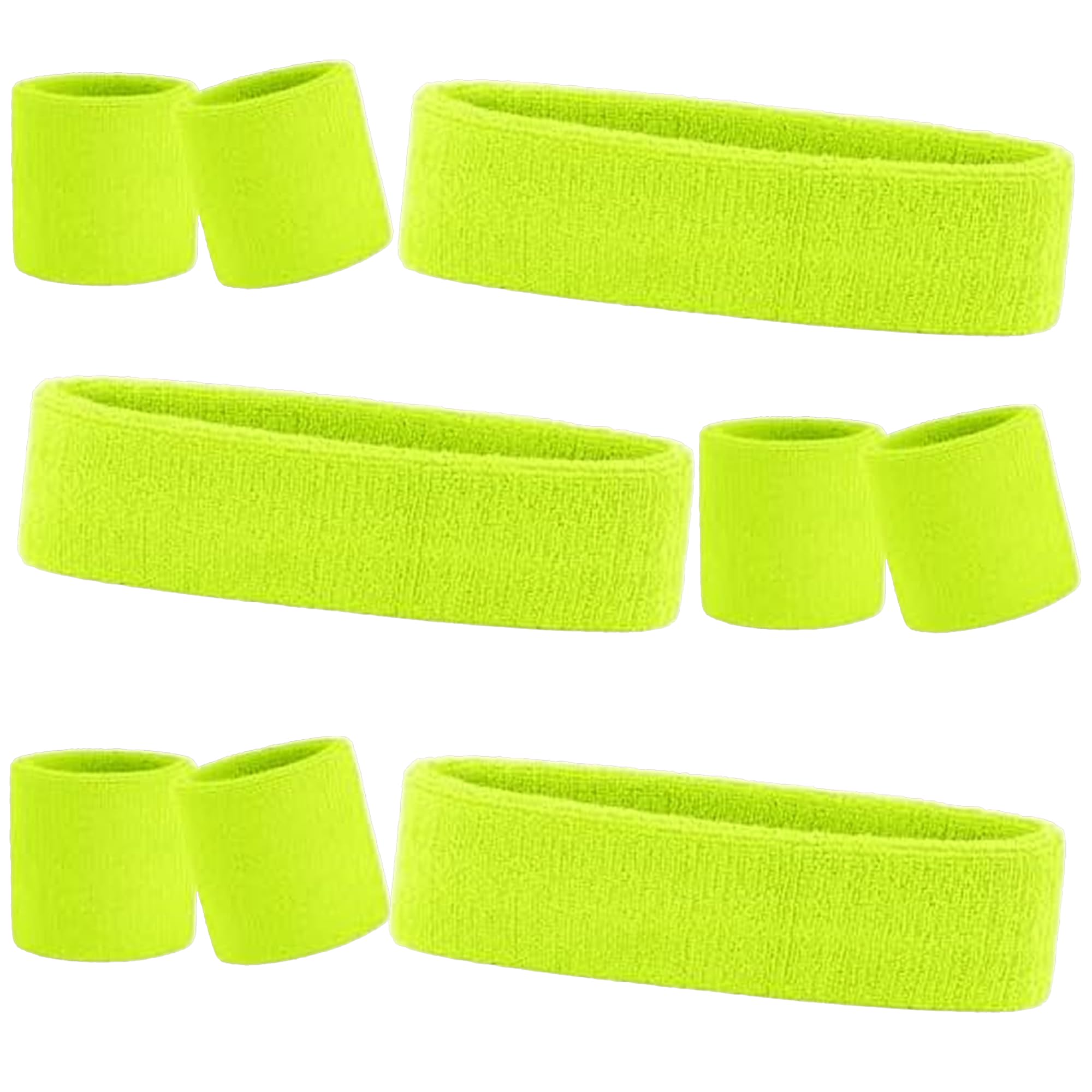 9 Pcs Sweatbands Headband Wristband Set Colorful Striped Terry Cloth Sports Athletic Gym 80s Sweat Headbands Wrist Bands (Yellow)