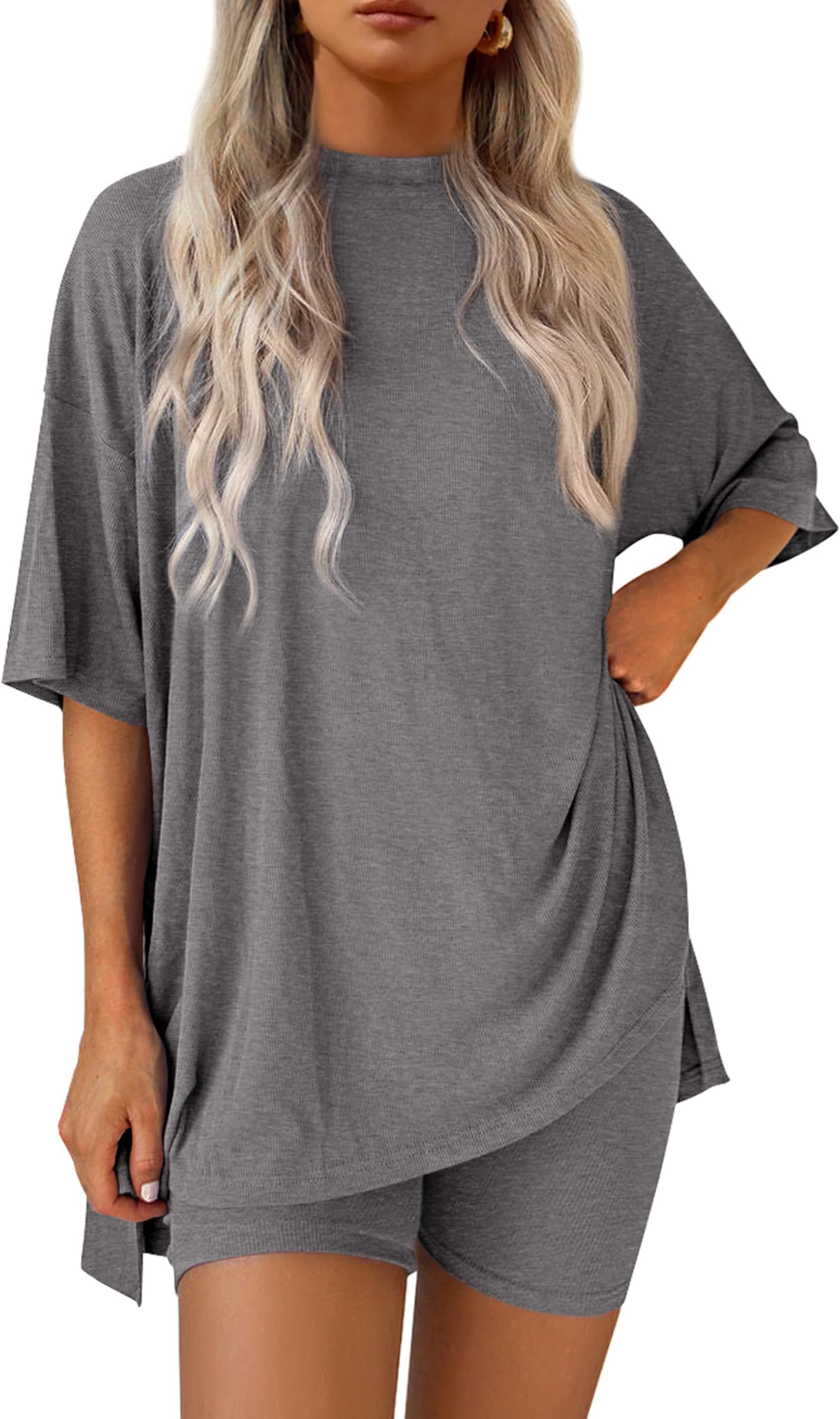 BUNSLOOM Zweiteiler Damen Sommer Shirt Biker Shorts Lounge Set Outfit