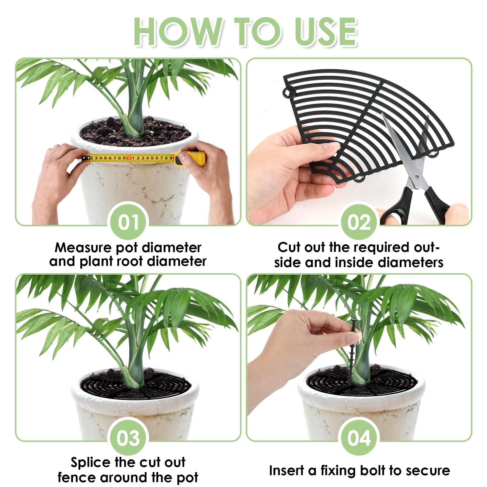 Grilles de Protection de Pots de Plantes, 30 cm Couvercle pour Pot de Fleurs, Cache de Protection Plante Découpable, Contre Animaux de Compagnie, Chat, Enfants