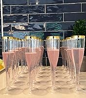 Vista 1 de Oojami 30 pc Gold Rimmed Clear Classicware Glass Like Champagne Toasting Flutes