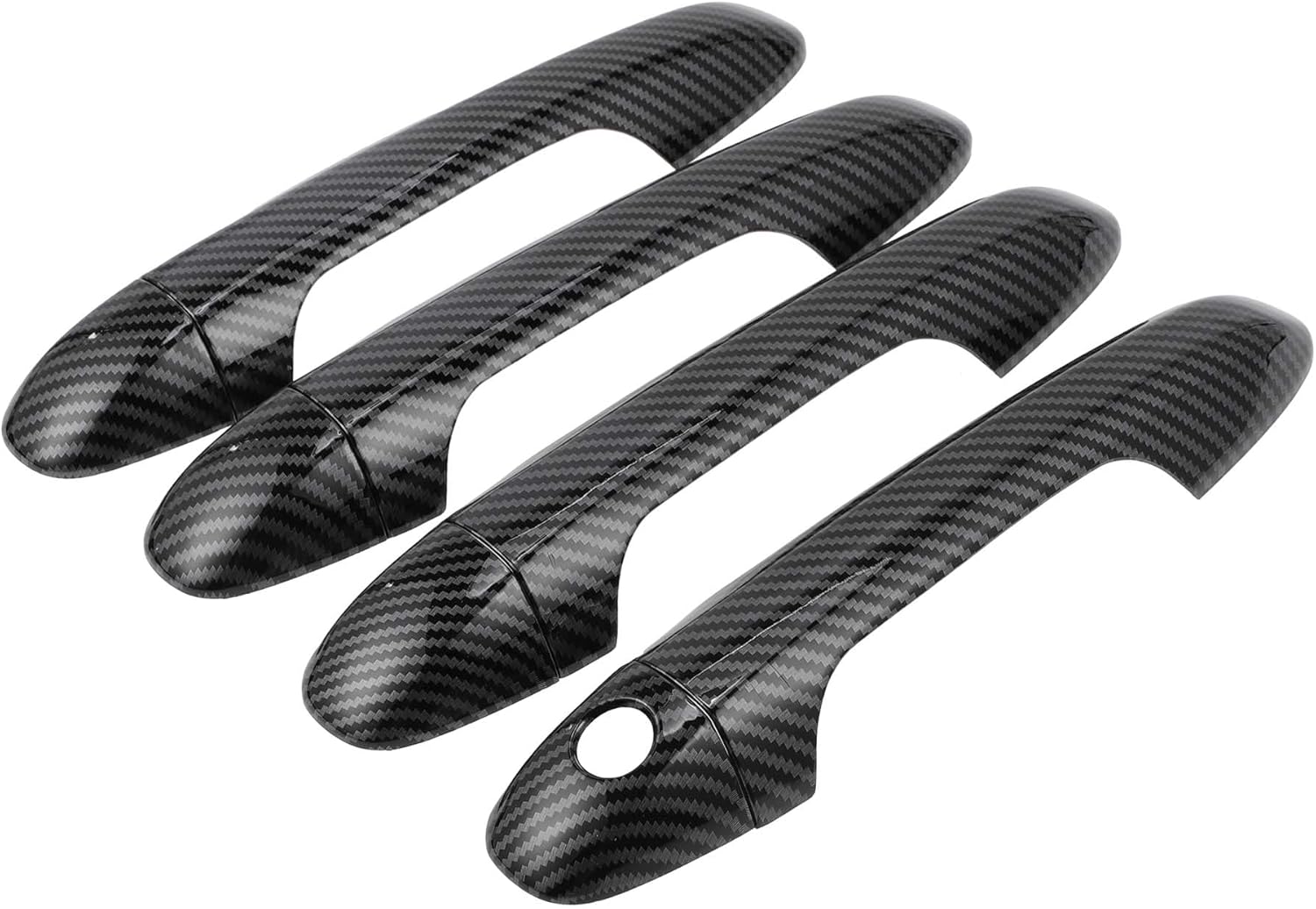 4pcs Exterior Door Handle Cover Car Door Handle Protector for Toyota Tacoma 2016-2023 Car Door Handle Protector without Keypad ABS Carbon Fiber Pattern Black