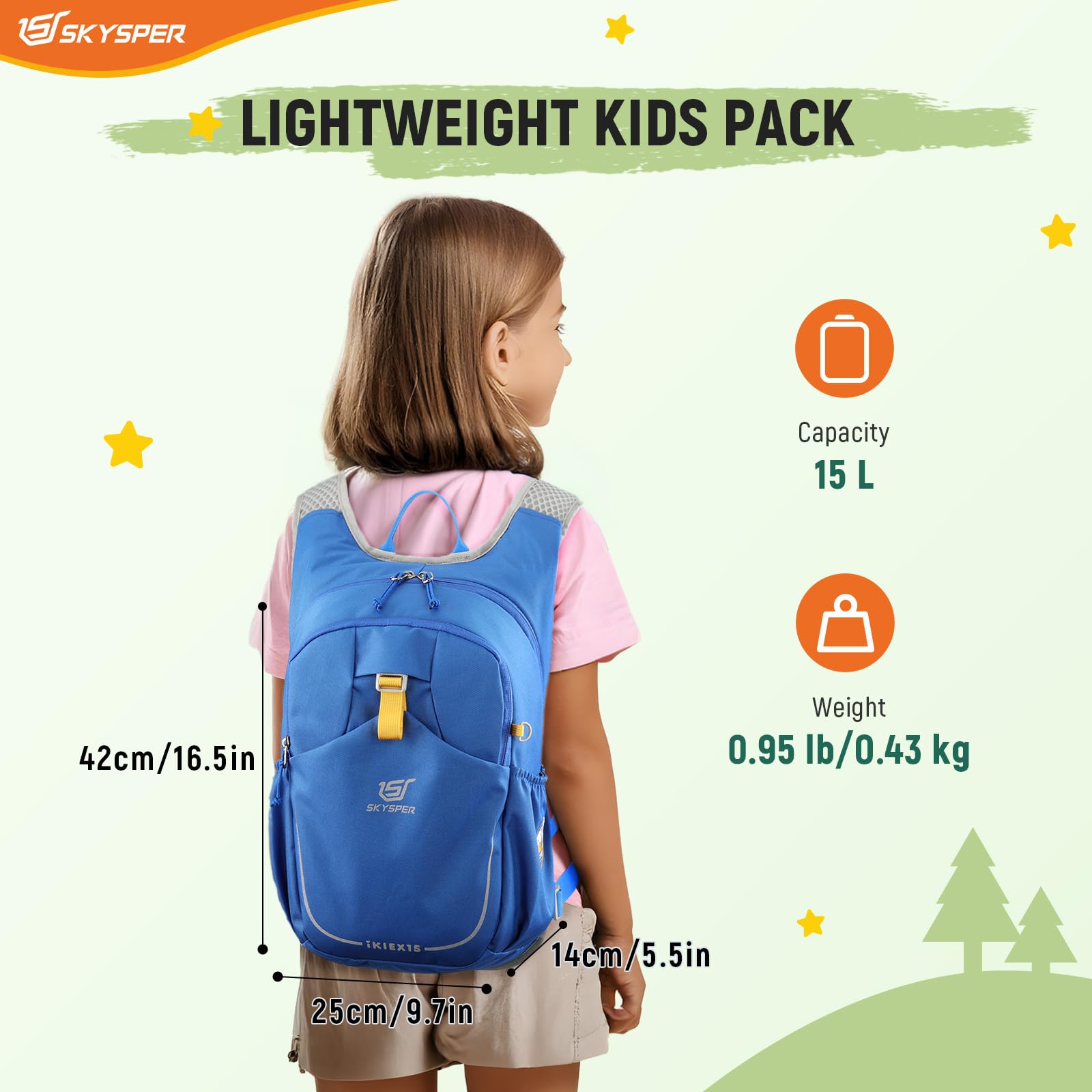Zaino Trekking Bambini SKYSPER 12L - Leggero, Resistente E Colorato, Per Escursioni E Scuola (3-8 Anni) - Foto 5
