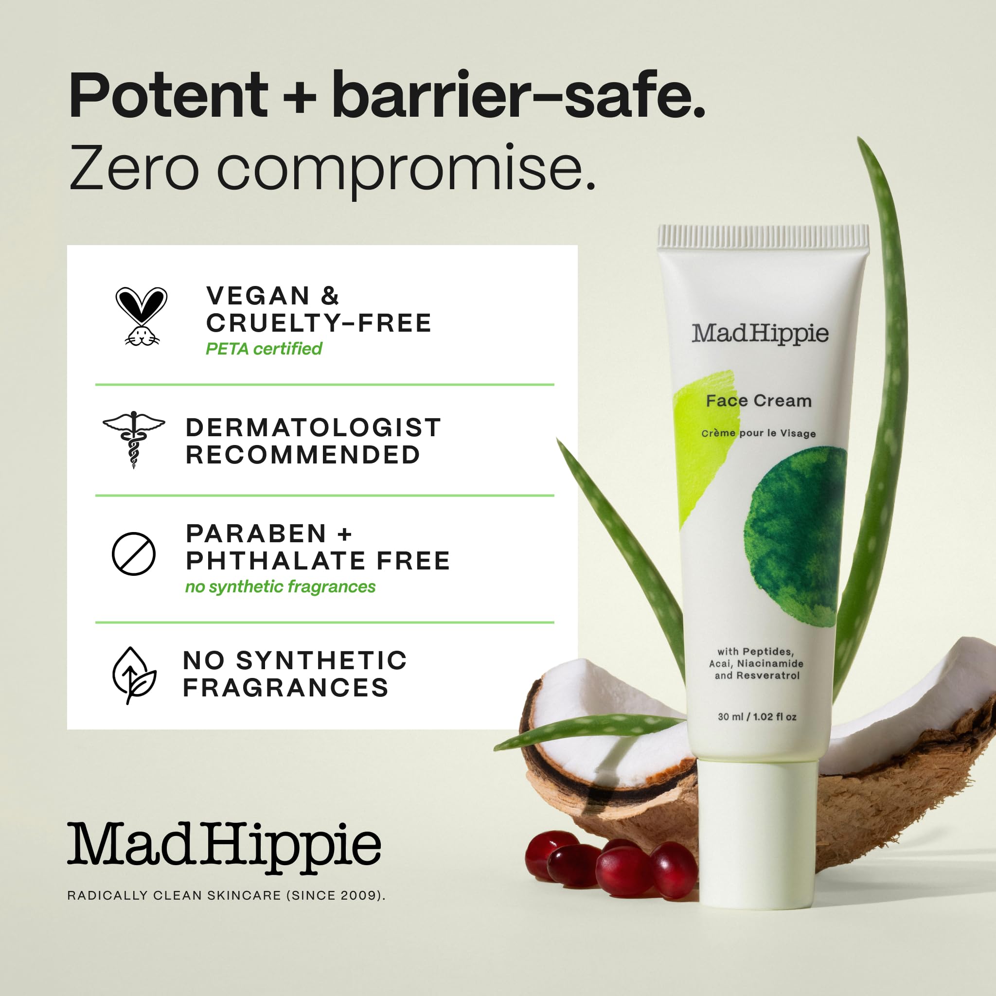 Mad Hippie Face Cream Anti-Aging Moisturizer with Peptides, Niacinamide & Argan Oil