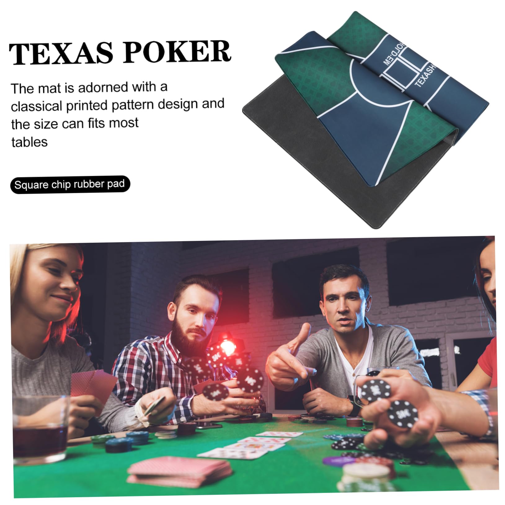 Tappeto da Gioco Carte Rettangolare in Gomma per Tavolo | Stampa Classica, Uso Tutto L’anno per Board Games, Facile da Riporre e Comodo da Trasportare