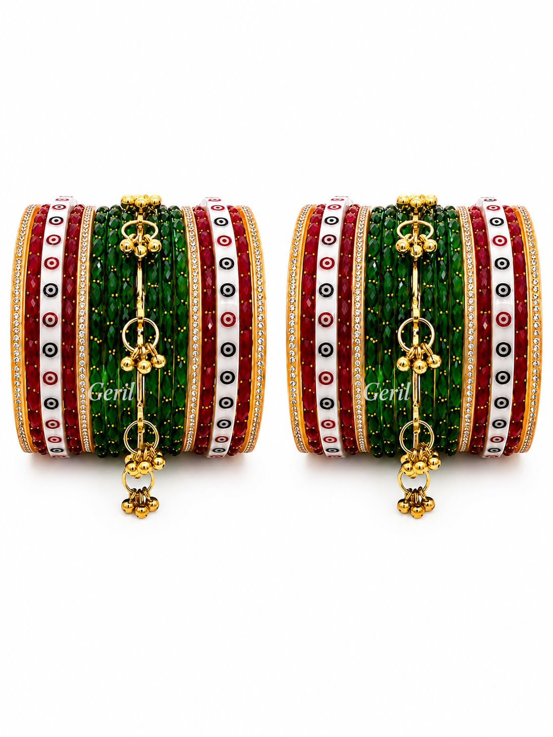 Rain Drop Glass Bangles for Women & Girls | Green & Red Bangles | Sawan & Hariyali Teej Kanch Ki Chudi Collection | Kashmiri Ghungroo & Zirconia Variations | Wedding, Festival & Daily Wear-image-33