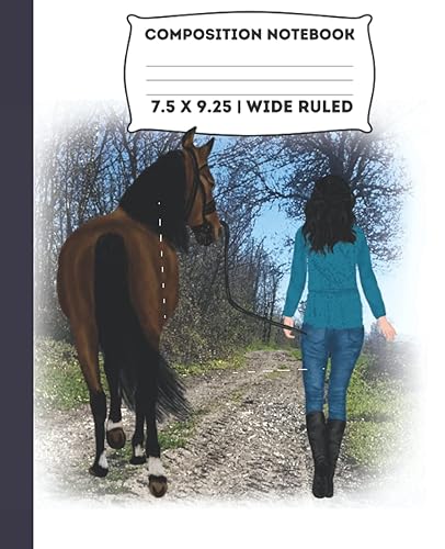 Horse Composition Notebook | Girl and Horses Composition book | Wide Ruled Horse Composition: Woman/Girl and Horses Composition book