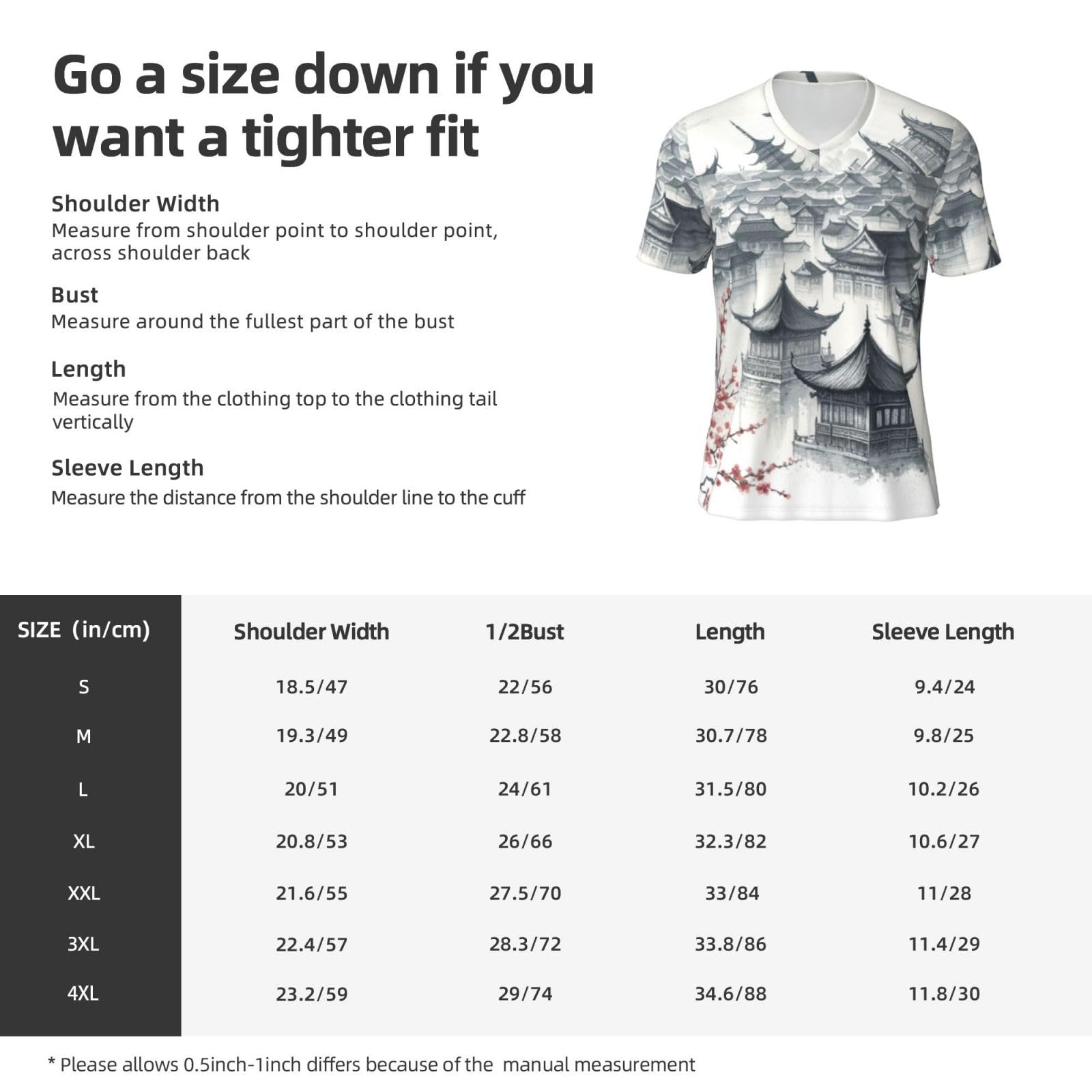 Stylish Athletic Sports Jersey Pagodas-Ink-Wash Men's Rugby Jersey Large