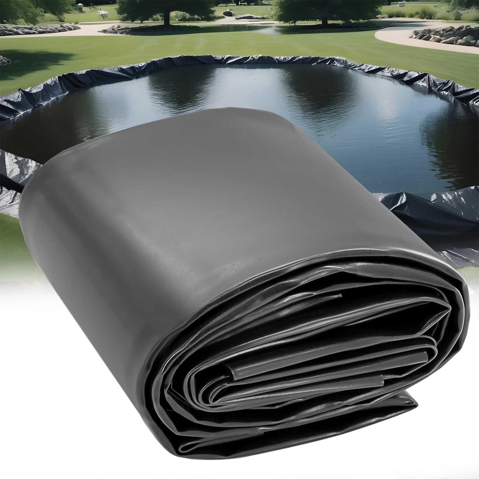 Rivestimento per laghetto nero 5x8m 6x10m 8x12m 10x15m Telo per laghetti di grandi dimensioni Rivestimento resistente in polietilene HDPE resistente Membrana antiumidità per giardini acquatici all'ape