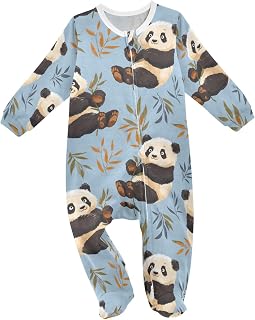 Cute Pandas Bamboo Baby Sleep Play Pjs Footie Cotton One-piece Zip Front Romper Jumpsuit Pajamas 3-24M