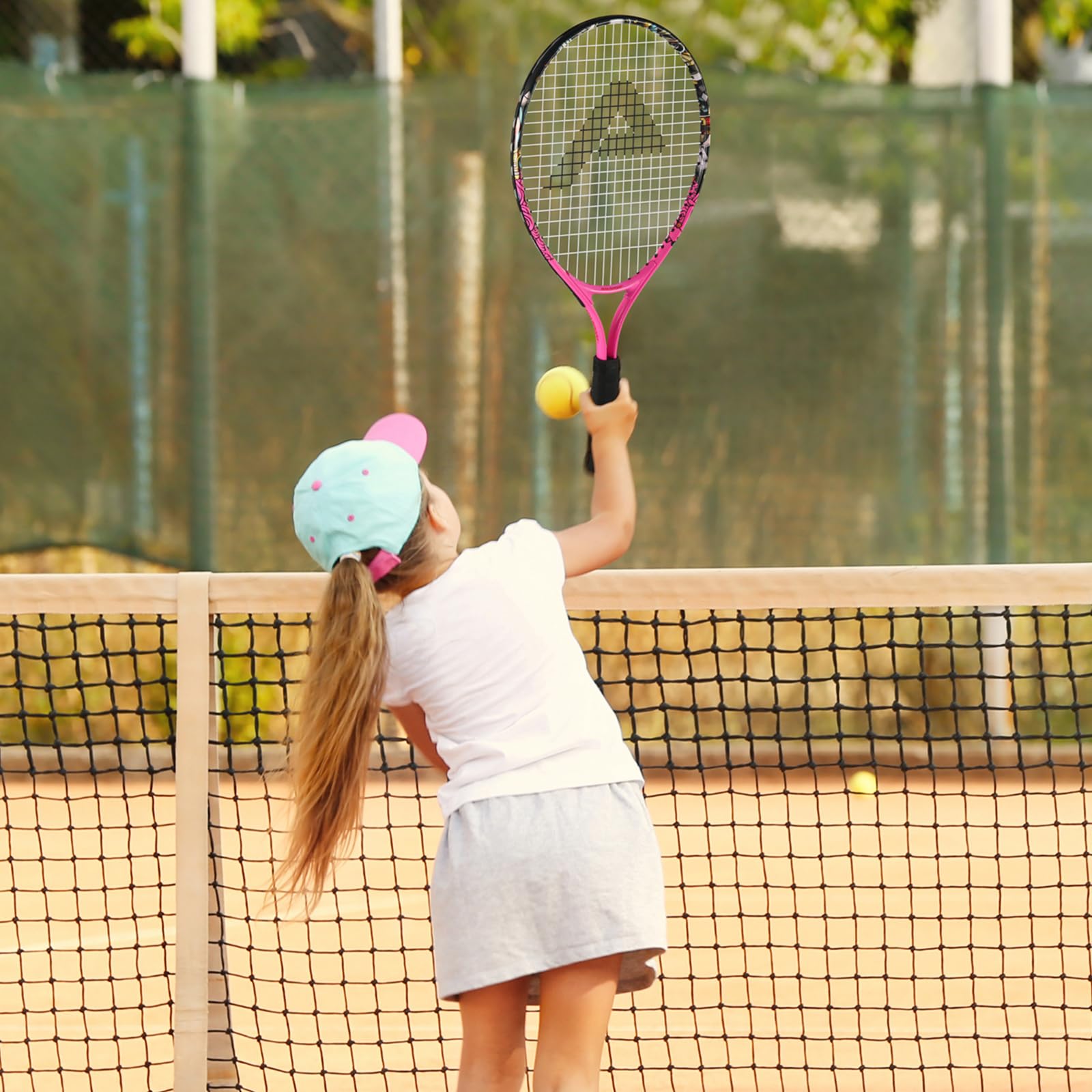 25 Inches Kids Tennis Racket For Aged 2-10 Boys & Girls | Multi-Color Pink 17 705124190438