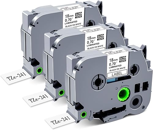 Miniatura 1 de BOYEEZON TZe - Cinta TZ de 0.709 in 0.7 laminada blanca de repuesto para Brother P Touch TZe-241 TZe241 0.709 in cinta para etiquetadora Brother
